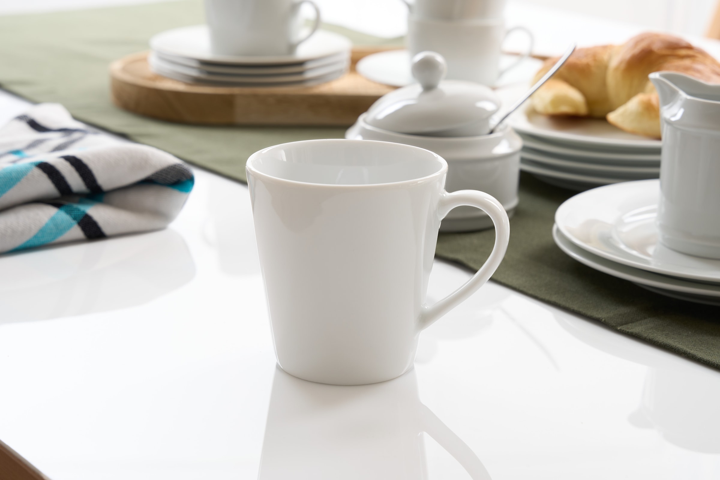 Retsch Arzberg Becher »Kaffee-/Henkelbecher HEIKE WEISS 250 ml, konisch, Set 6-tlg. Porzellan«, (Set, 6 tlg.), Klassisches Henkelbecher Set für 6 Personen, zeitlos & chic