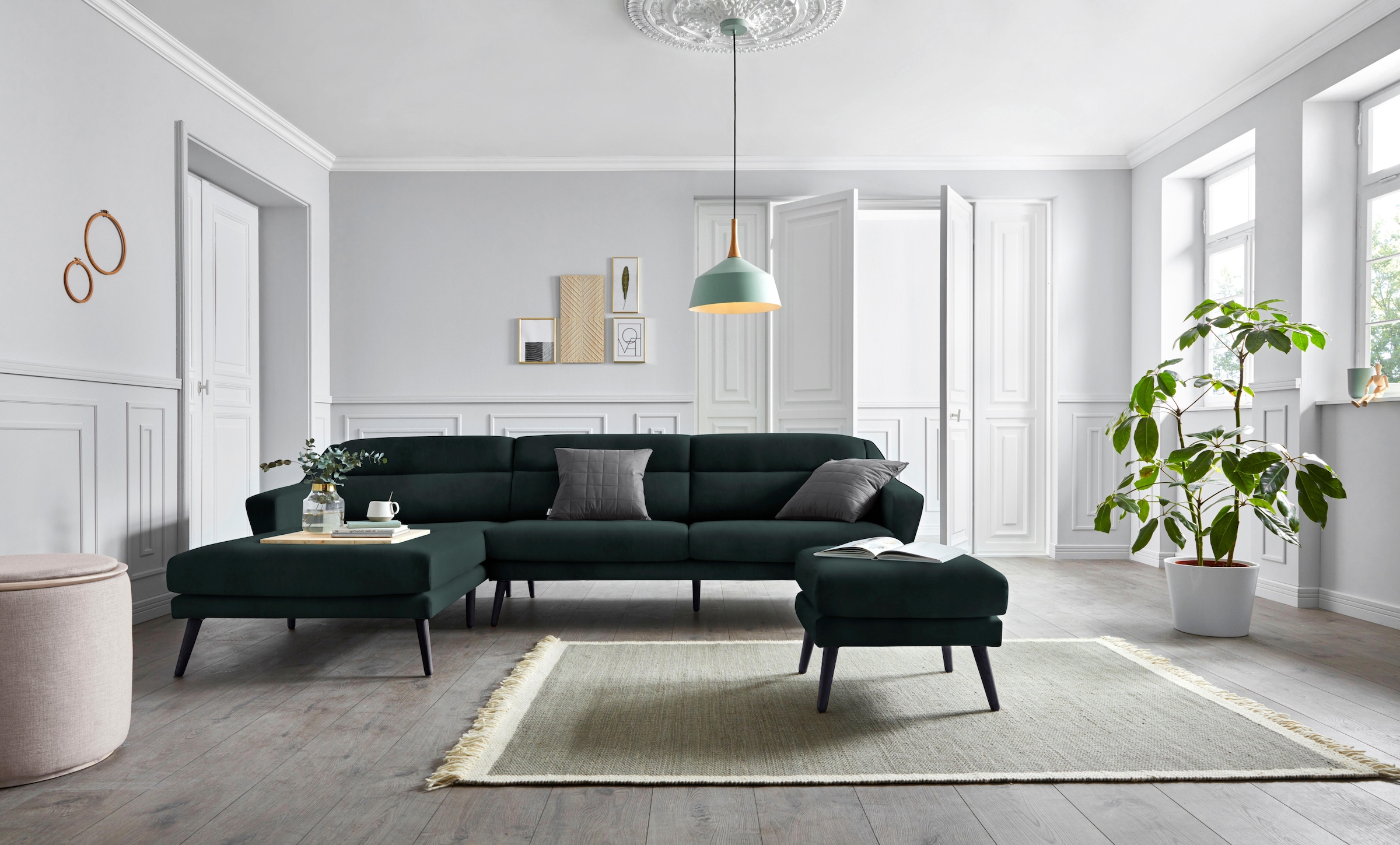 OTTO home Ecksofa "Bille L-Form" mit Naht im Rückenkissen und Beinen aus Ei günstig online kaufen