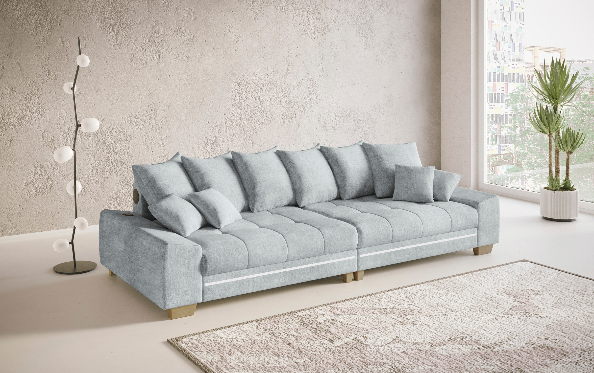 Mr. Couch Big-Sofa »Nikita II«, RGB-LED, Bluetooth-Soundsystem, wahlweise mit Kaltschaum