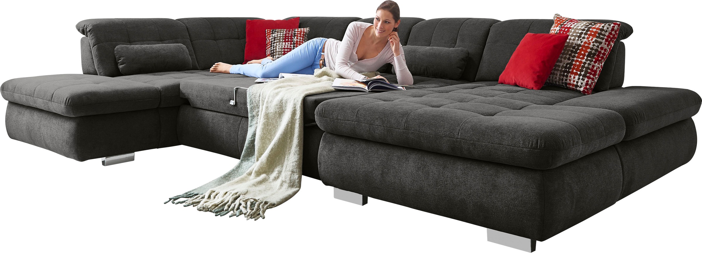 Thumbnail - Die PlanBar Ecksofa "MP-IN17004 U-Form" wahlweise mit Funktionen, Federkern-Polsterung