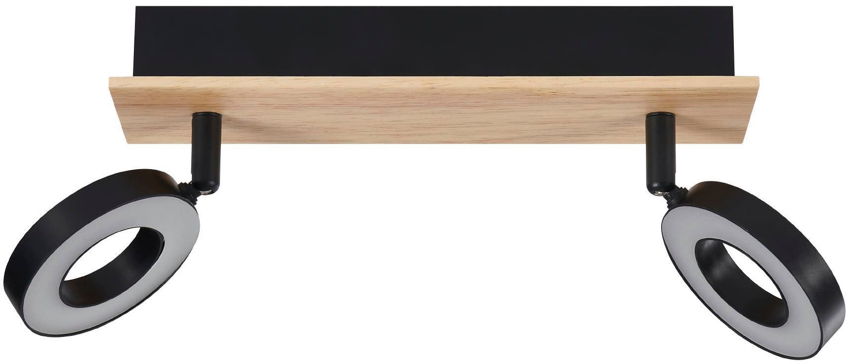 EGLO Deckenleuchte »Rielves Deckenlampe, Holz und Metall, Spotbalken schwenkbar, Lampe« LED-Modul 1 Stk. Warmweiß Spot - L28 x B7 x H17,5 cm - braun, schwarz - 2X4,2W inkl.