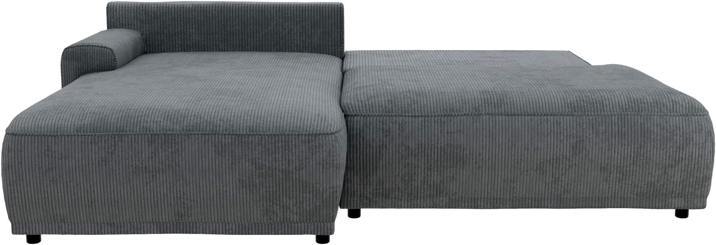 TRENDMANUFAKTUR Ecksofa »Fordon II, Schlafsofa mit Bettkasten, Couch in L-Form, Breite 250 cm«, in Cordstoff HYPER, dunkelgrau, Armlehne links