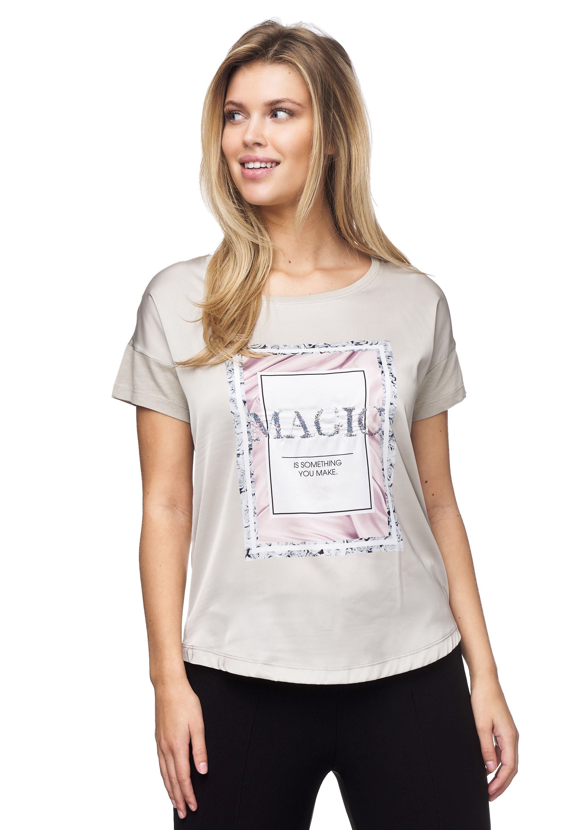 Decay T-Shirt, mit modischem Pailletten-Schriftzug