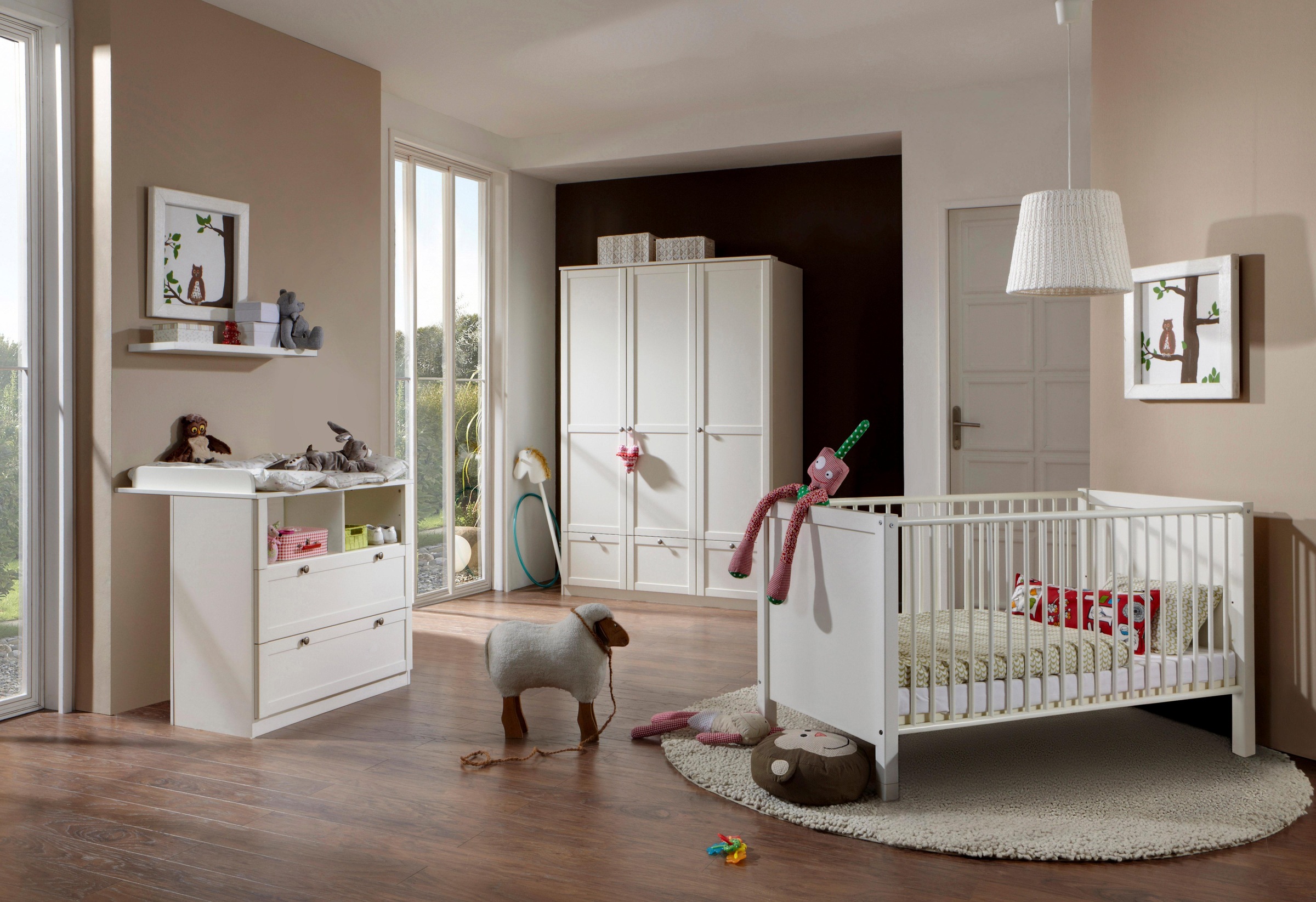 Babyzimmer-Komplettset WIMEX, weiß, Holzwerkstoff, Schlafzimmermöbel-Sets, "Helsingborg", Bett + Wickelkommode + 3 trg. Schrank