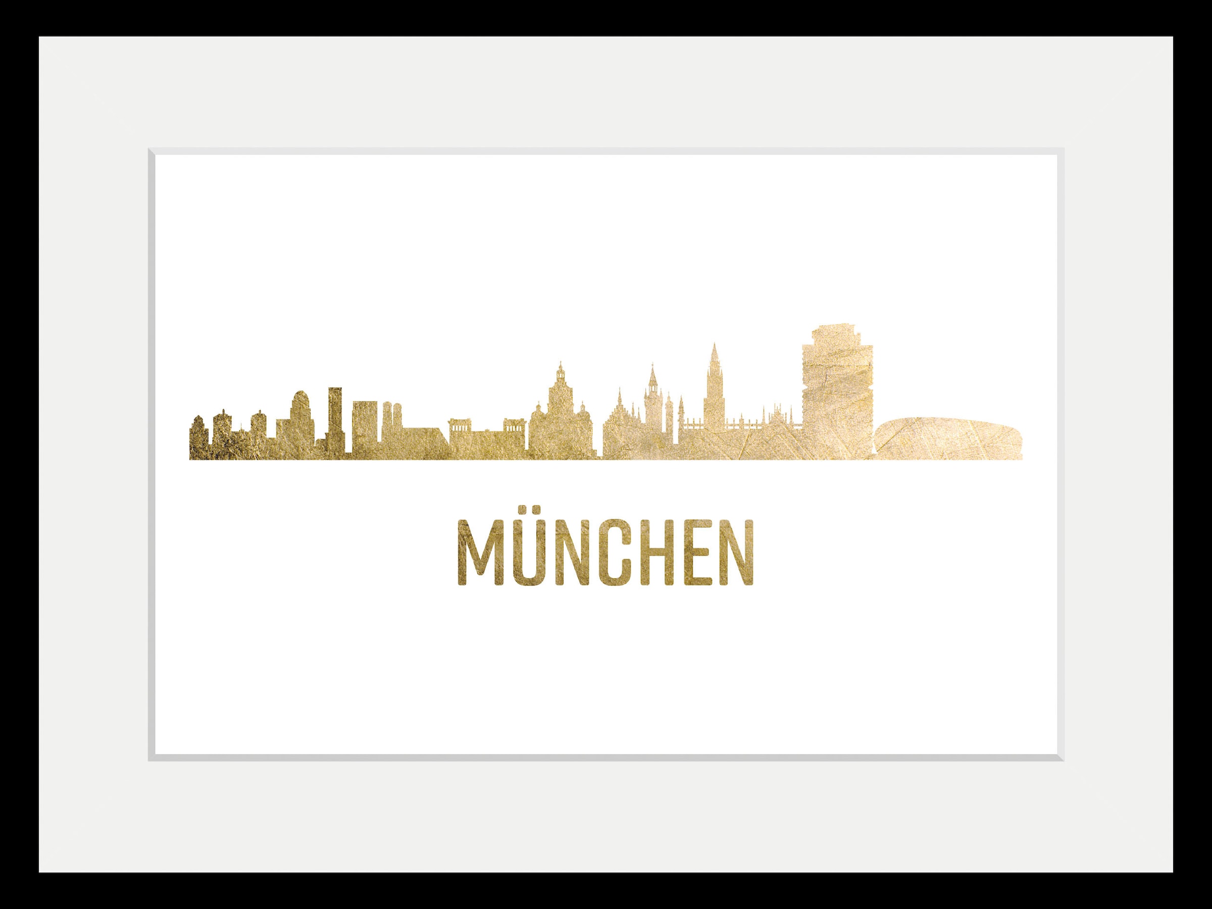 queence Bild "München Skyline GOLD", Städte-Stadt-Deutschland-Kirche-Gebäud günstig online kaufen