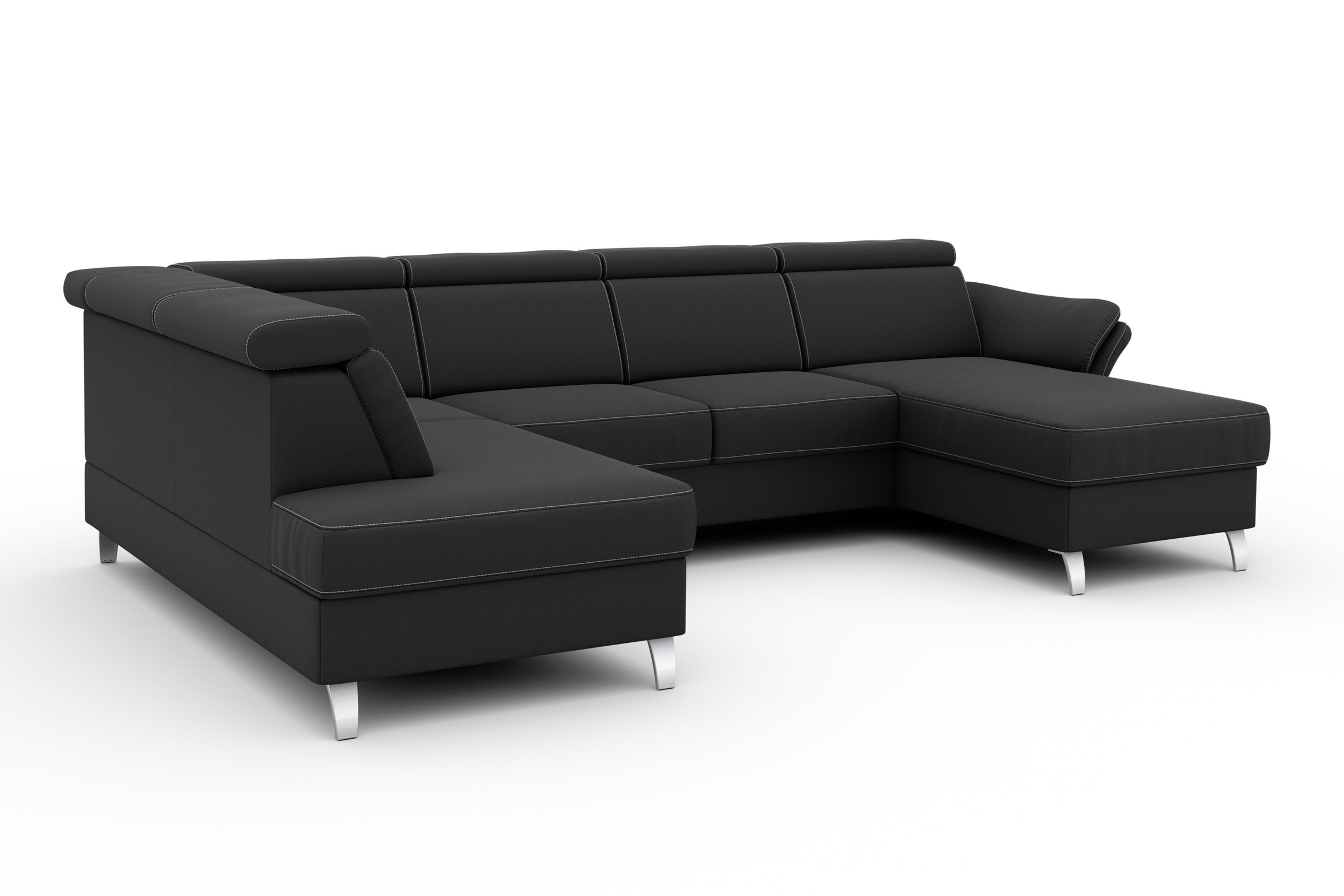 sit&more Wohnlandschaft »Vincenzo U-Form« inklusive Kopfteilverstellung, wahlweise mit Bettfunktion, Bettkasten