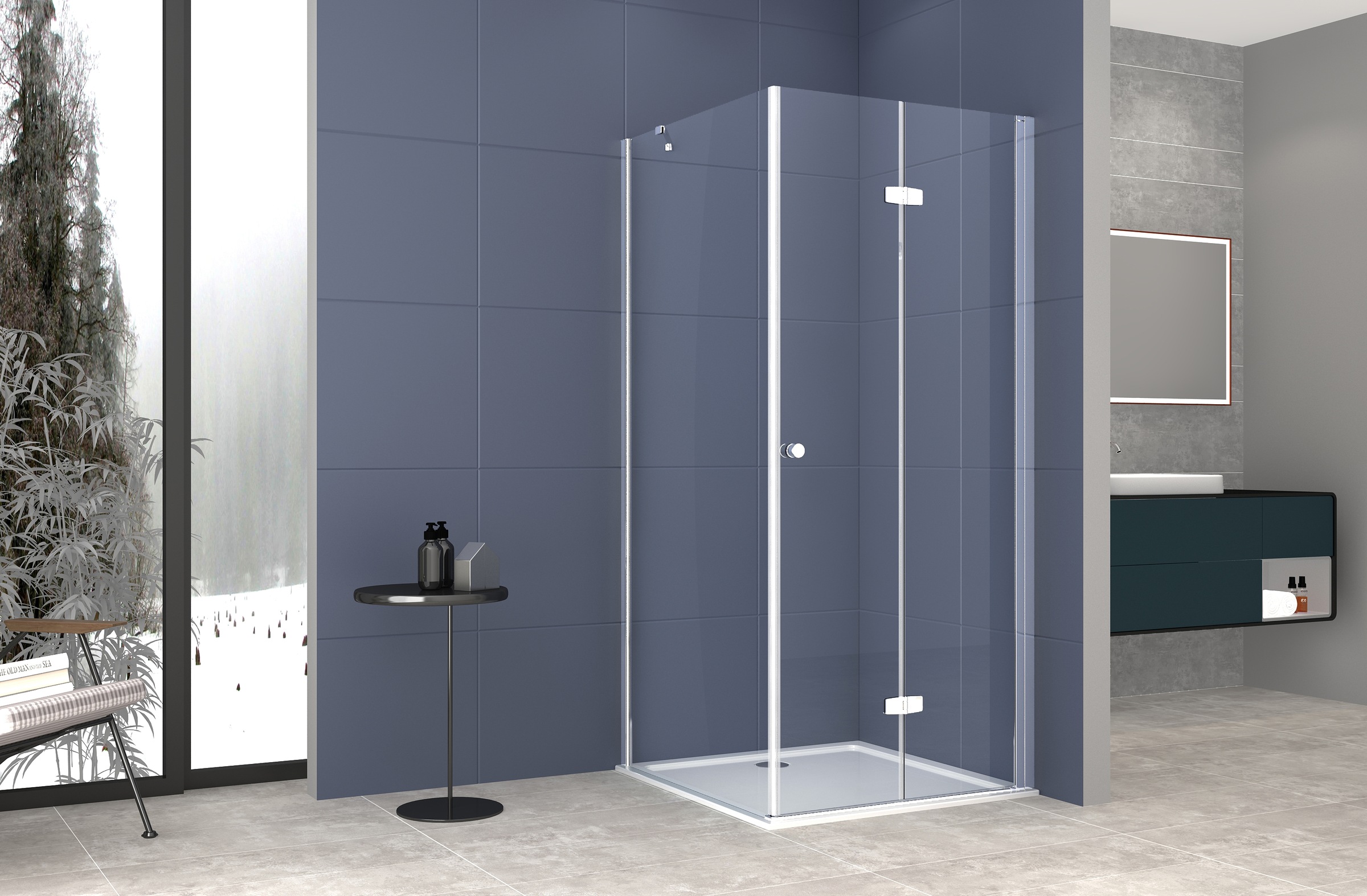 Duschwand WELLTIME, B:80cm H:195cm, silber, Duschwände, "Mixwell", Baukastensystem