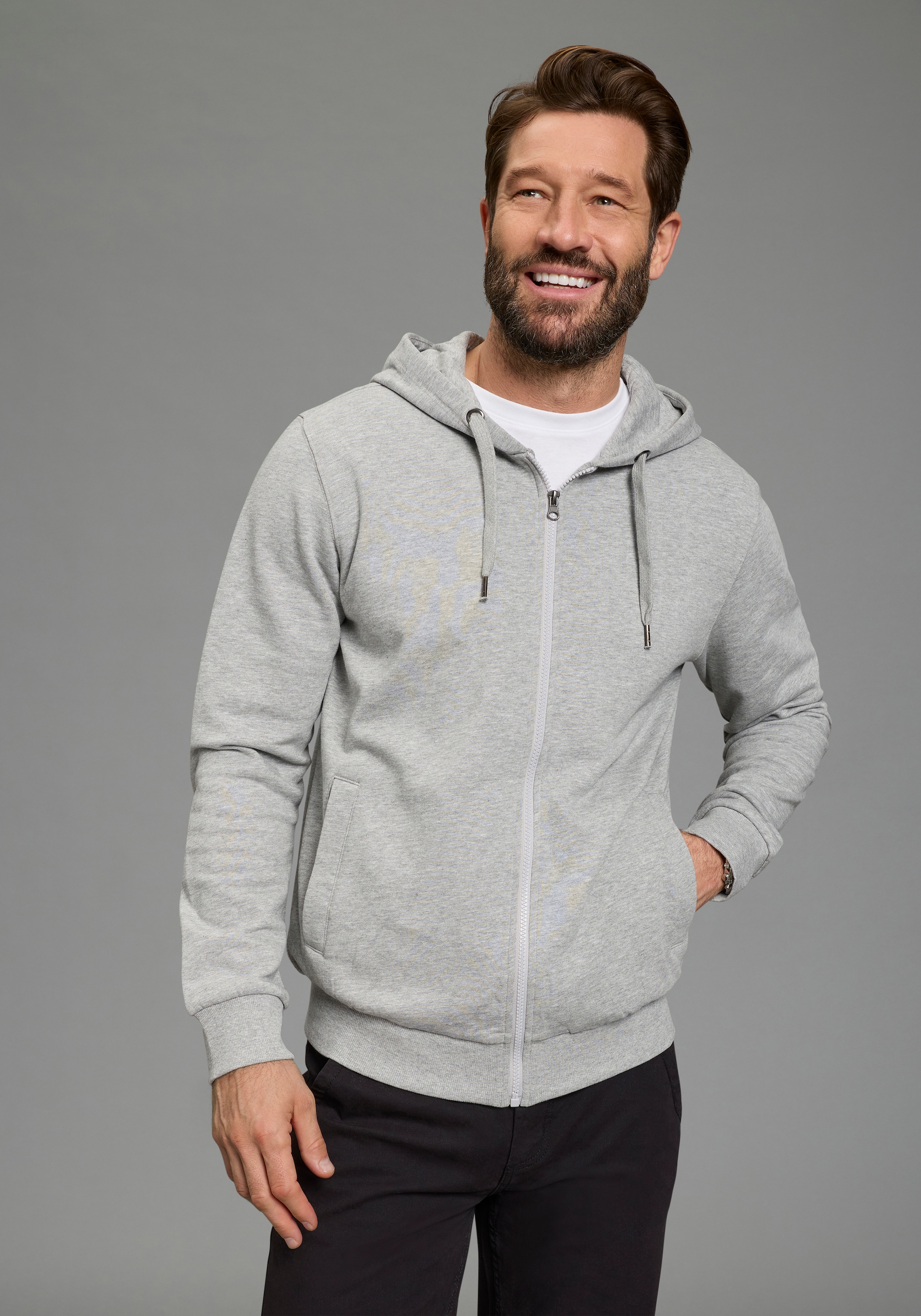 Mans World Sweatjacke Spar-Set, 2 tlg. mit Kapuze und Kordelzug, aus angera günstig online kaufen