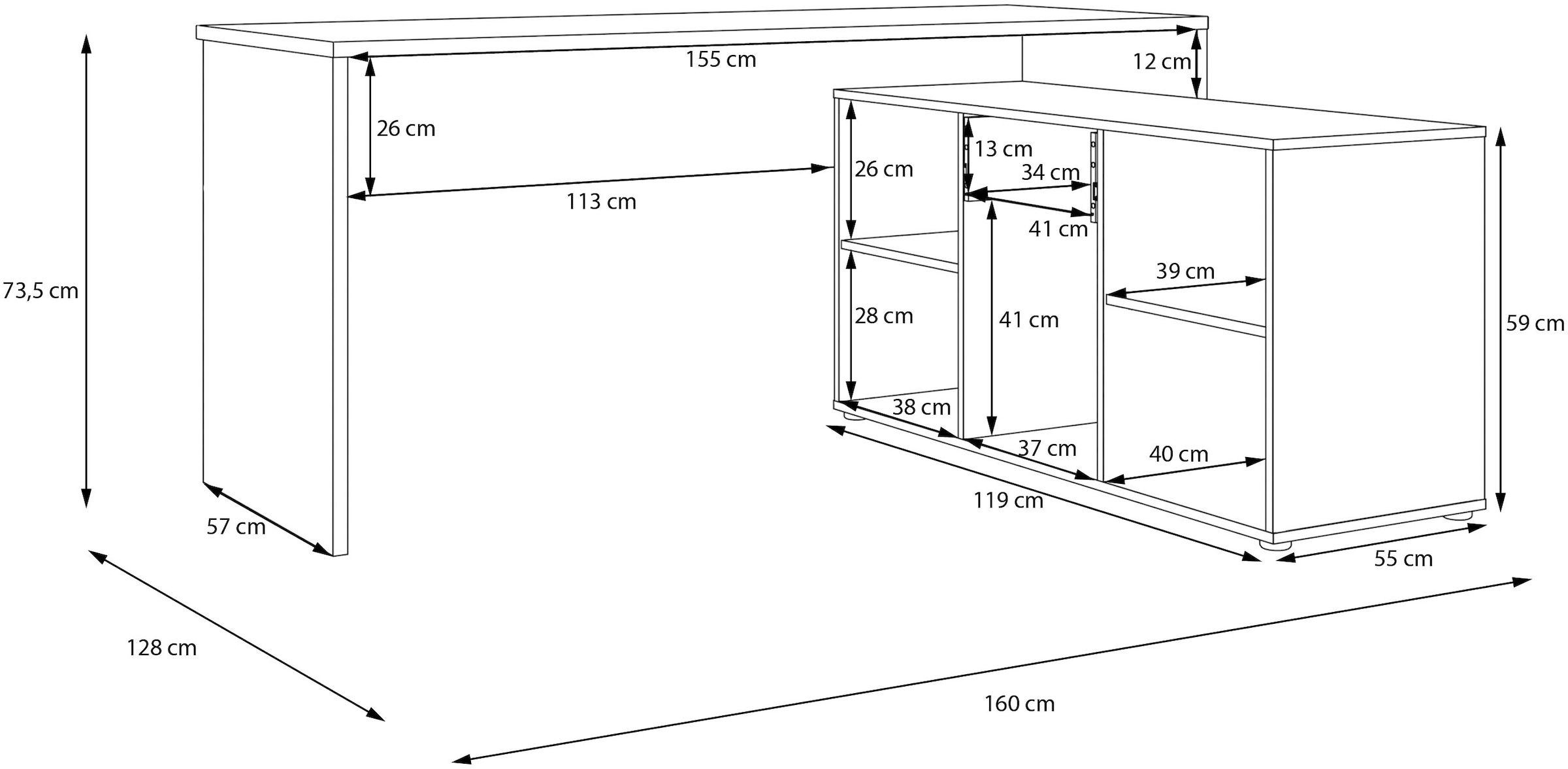 FORTE Eckschreibtisch »Contra Costa«