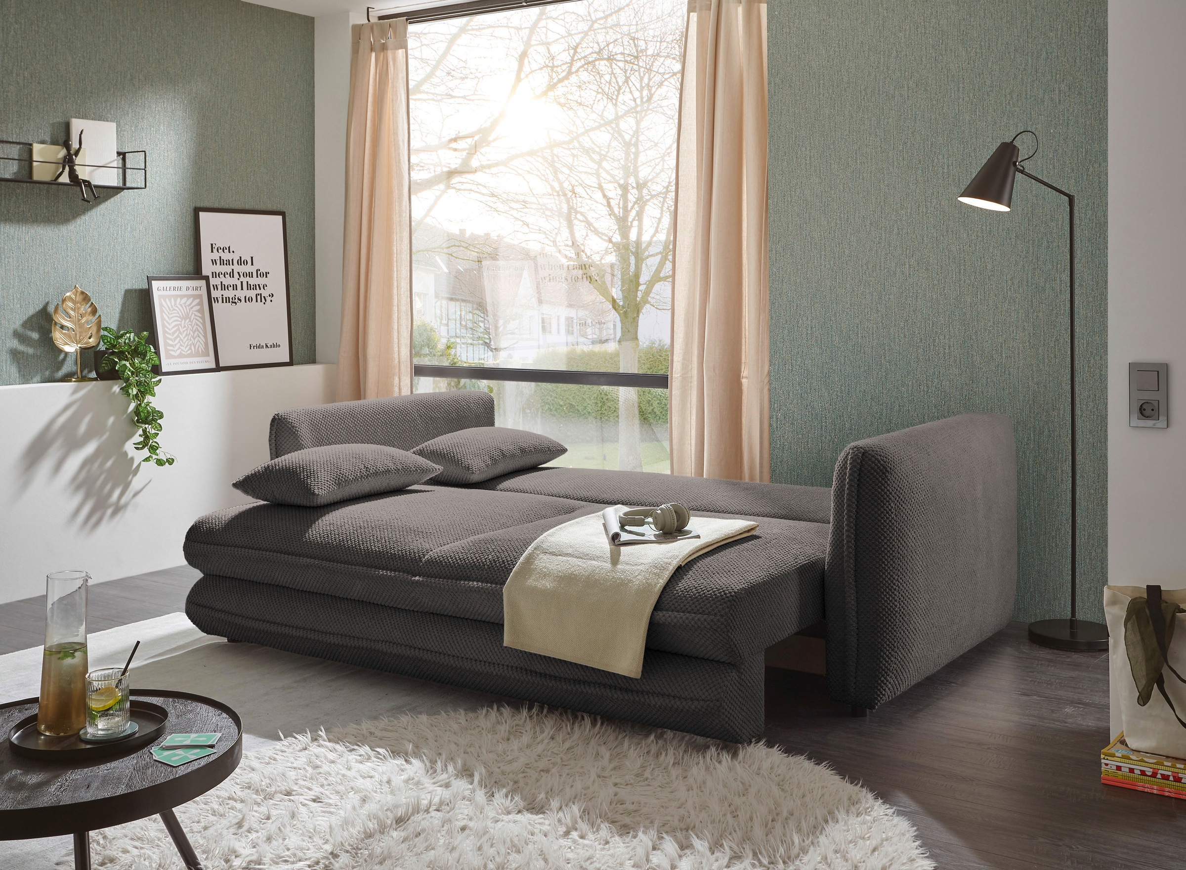 ED EXCITING DESIGN Schlafsofa »Stanley«, mit Bettkasten & 2 Zierkissen