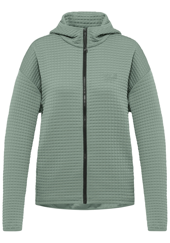 Jack Wolfskin Fleecejacke »MOGARI HOODED FZ W« mit Kapuze atmungsaktiv, leicht, Übergangsjacke, Waffel-Optik
