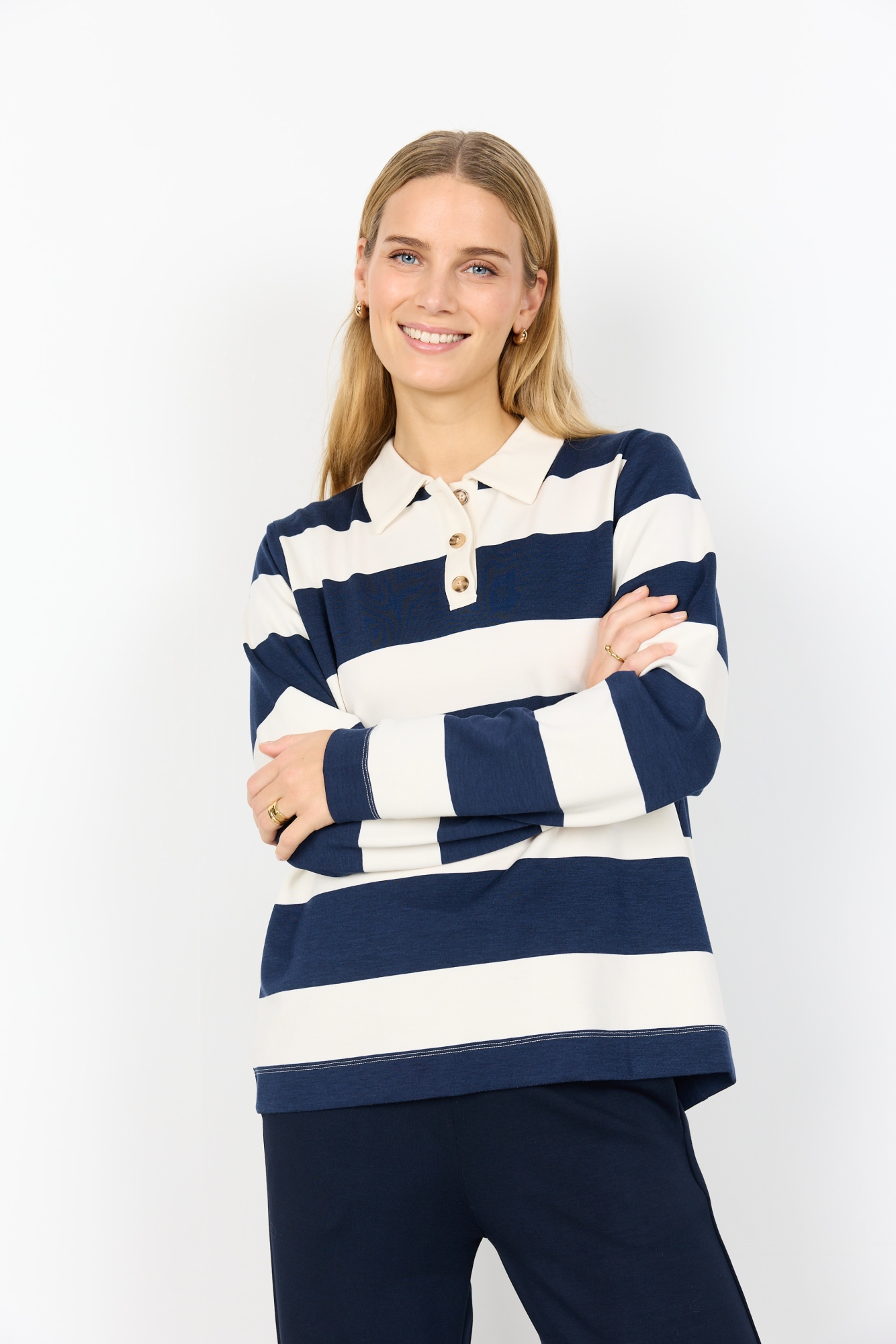 soyaconcept Langarm-Poloshirt "SC-BARNI 48" aus Viskosemischung mit Modal, Polyester und Elasthan, Regular Fit