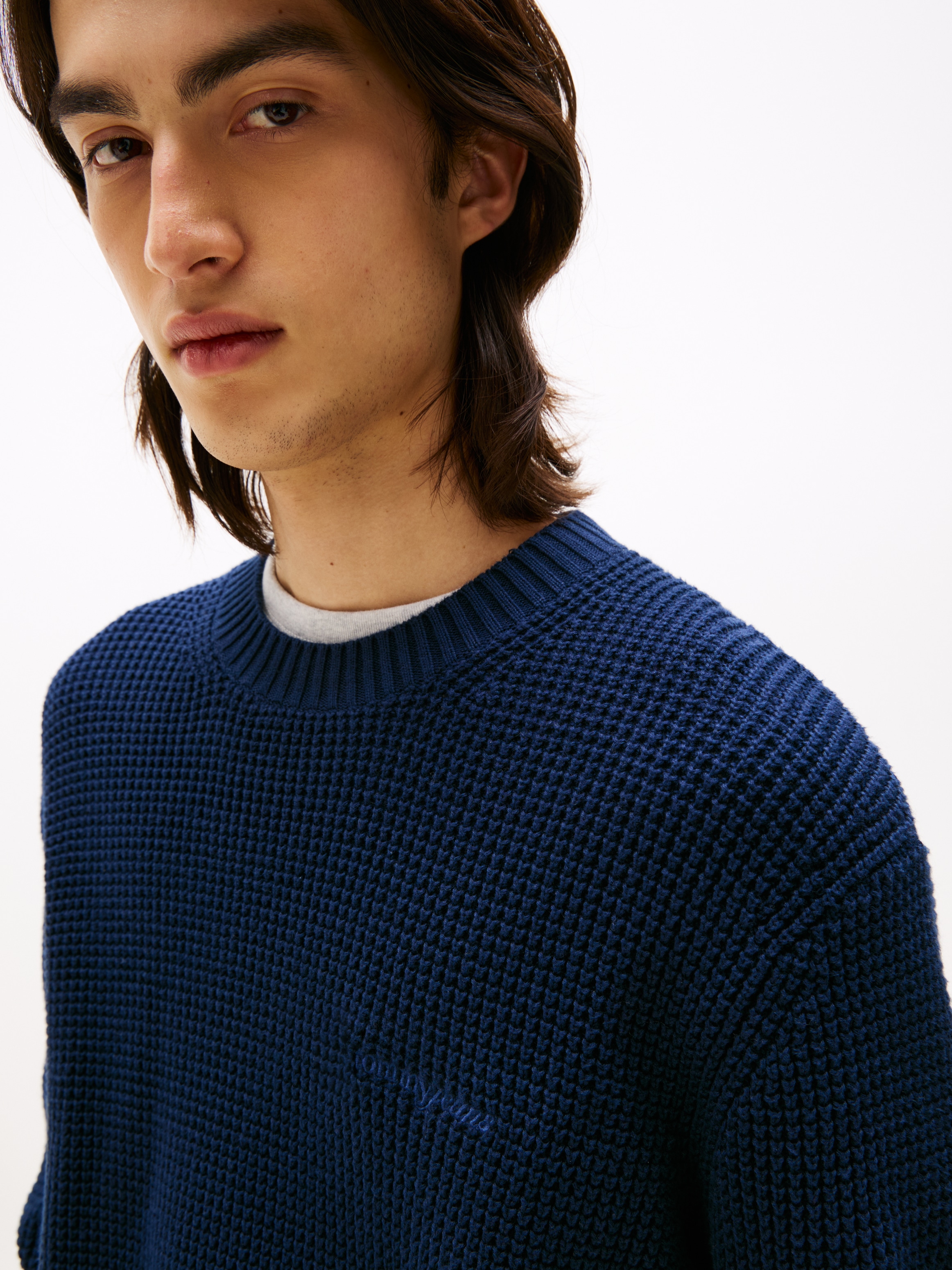 Tommy Jeans Strickpullover »TJM SCRIPT CHUNKY«, Regular Fit, Rundhals