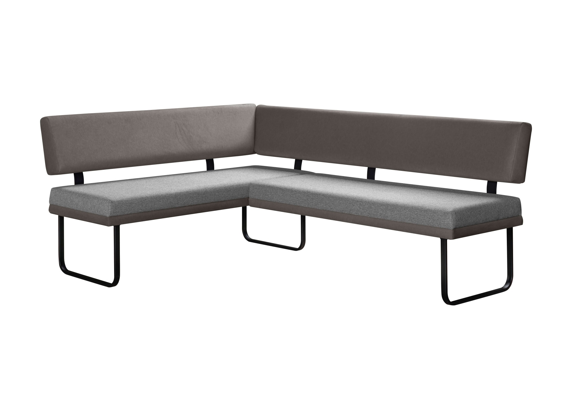 Eckbank OTTO HOME "Gabi Esszimmerbank, Bank, Küchenbank, Polsterbank", graublau, B:214cm H:87cm T:164cm, Holzwerkstoff, Massivholz, Metall, Polyester, Sitzbänke, Eckbank, Gestell aus matt-schwarzem Flachmetall, stabil, 2-Stoff-Design