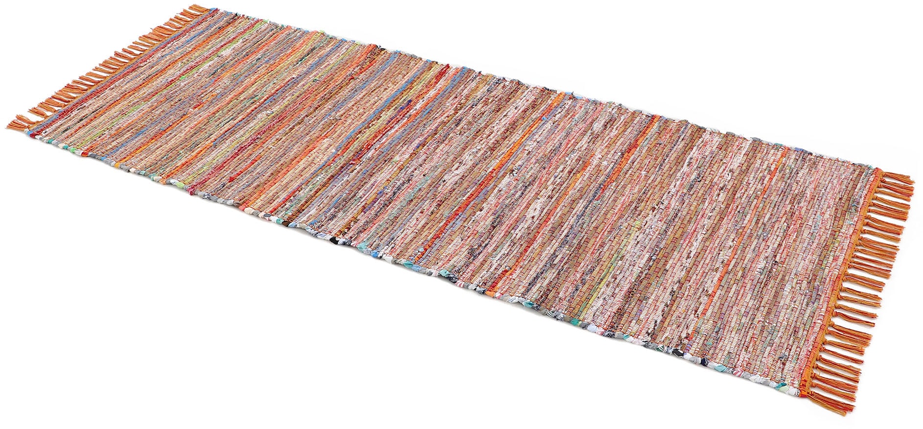 carpetfine Teppich »Kelim Chindi, Wendeteppich«, rechteckig, 6 mm Höhe, handgewebt, Fleckerlteppich mit Fransen, auch vielen in Läufergrößen