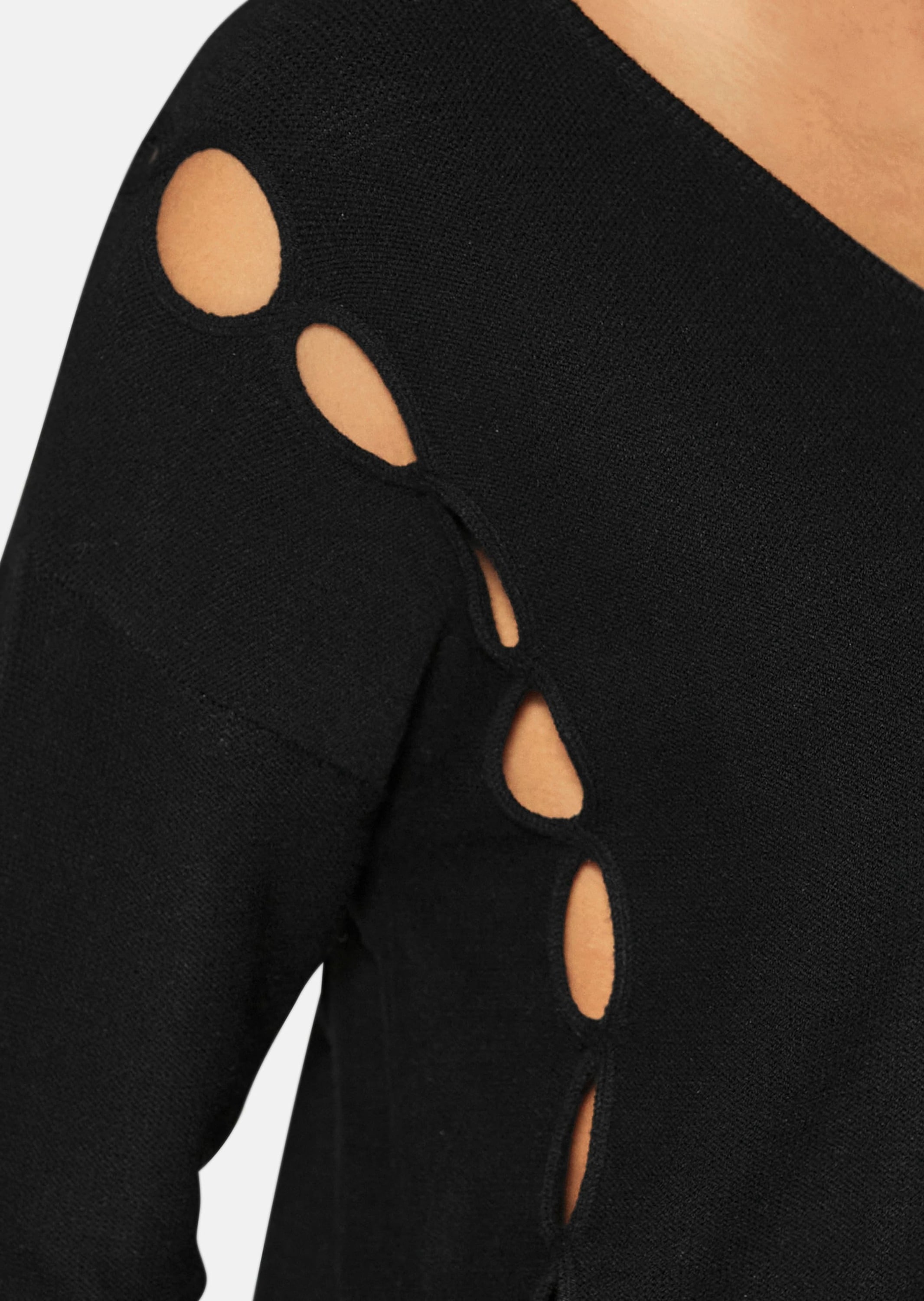 MADELEINE Longpullover »Pullover Strickpullover mit Cut-Outs und V-Ausschnitt«