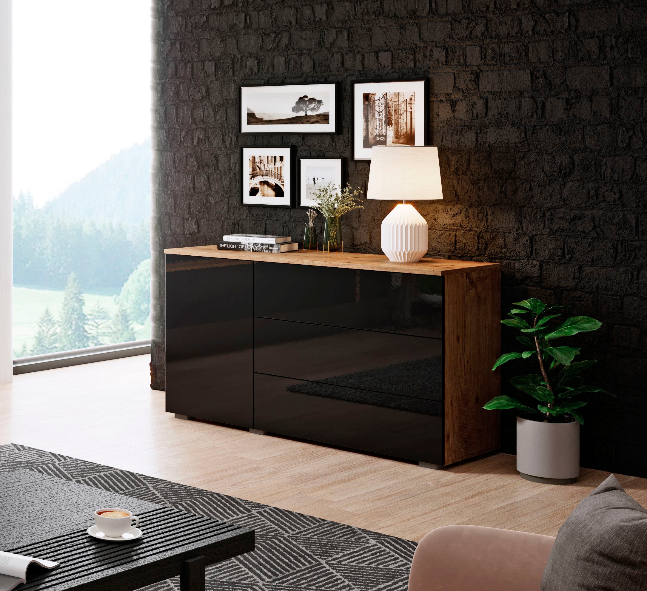 OTTO home Sideboard "PARIS" 1 Stk. tlg. Moderne 110cm breite grifflose Kommode, vielseitig einsetzbar