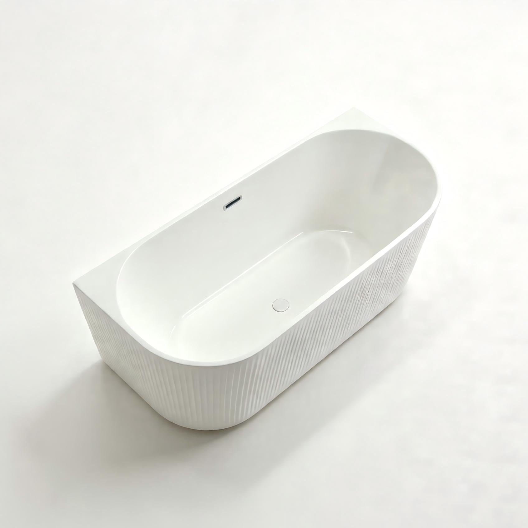 OTTO home Badewanne »Sines« Höhe 59 cm mit Ablaufstöpsel | verstellbare Füße | Überlauf wandanliegend, aus hochwertigem Sanitäracryl, mit Pop Up Ventil