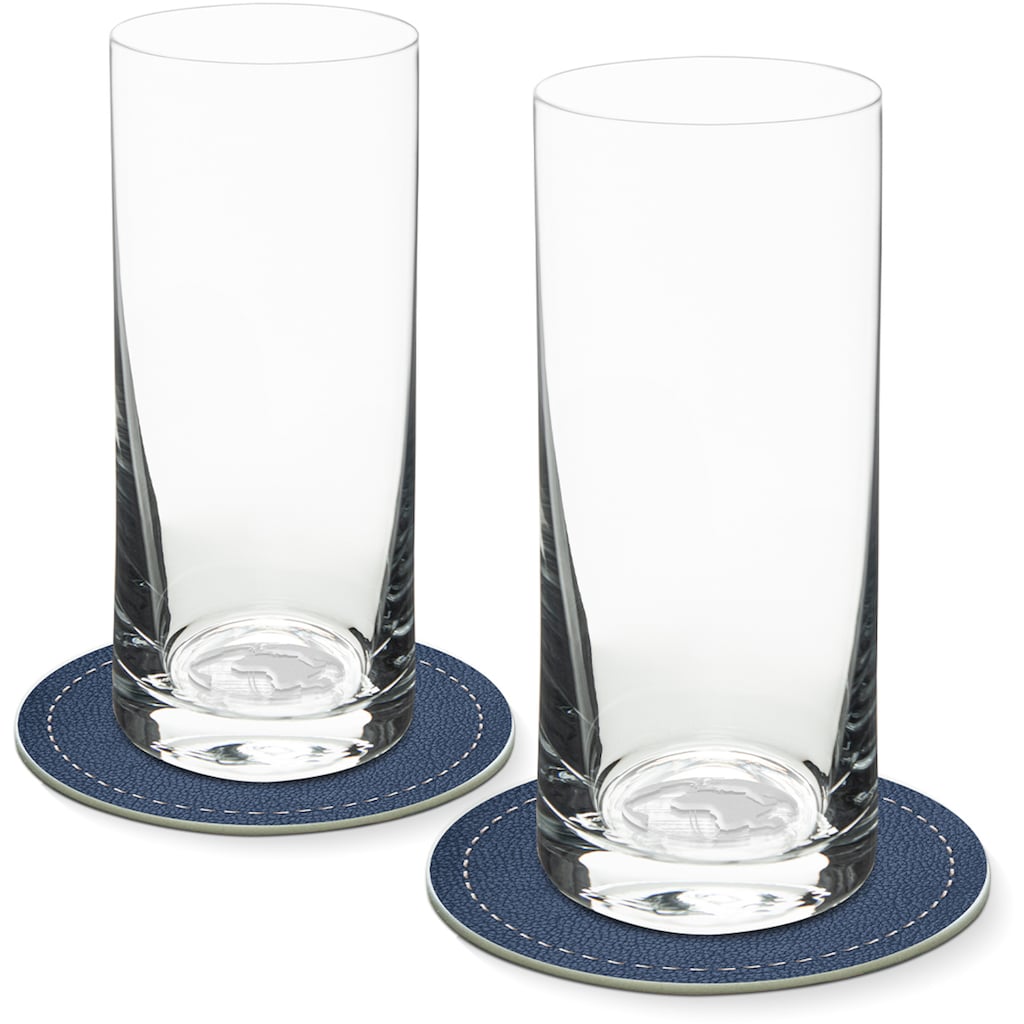 Contento Longdrinkglas, (Set, 4 tlg., 2 Longdrinkgläser und 2 Untersetzer)