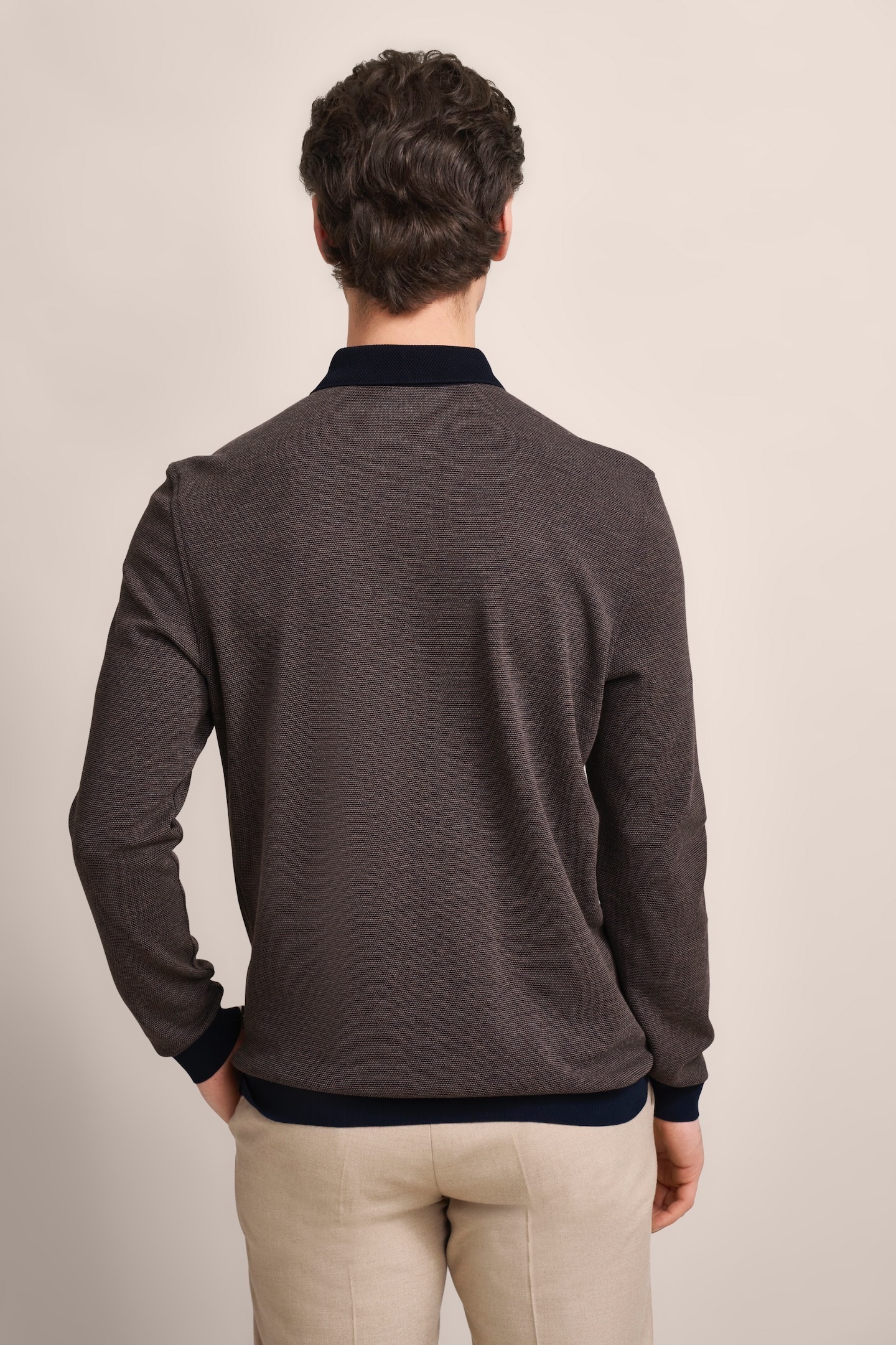 bugatti Langarm-Poloshirt mit Strukturkragen günstig online kaufen