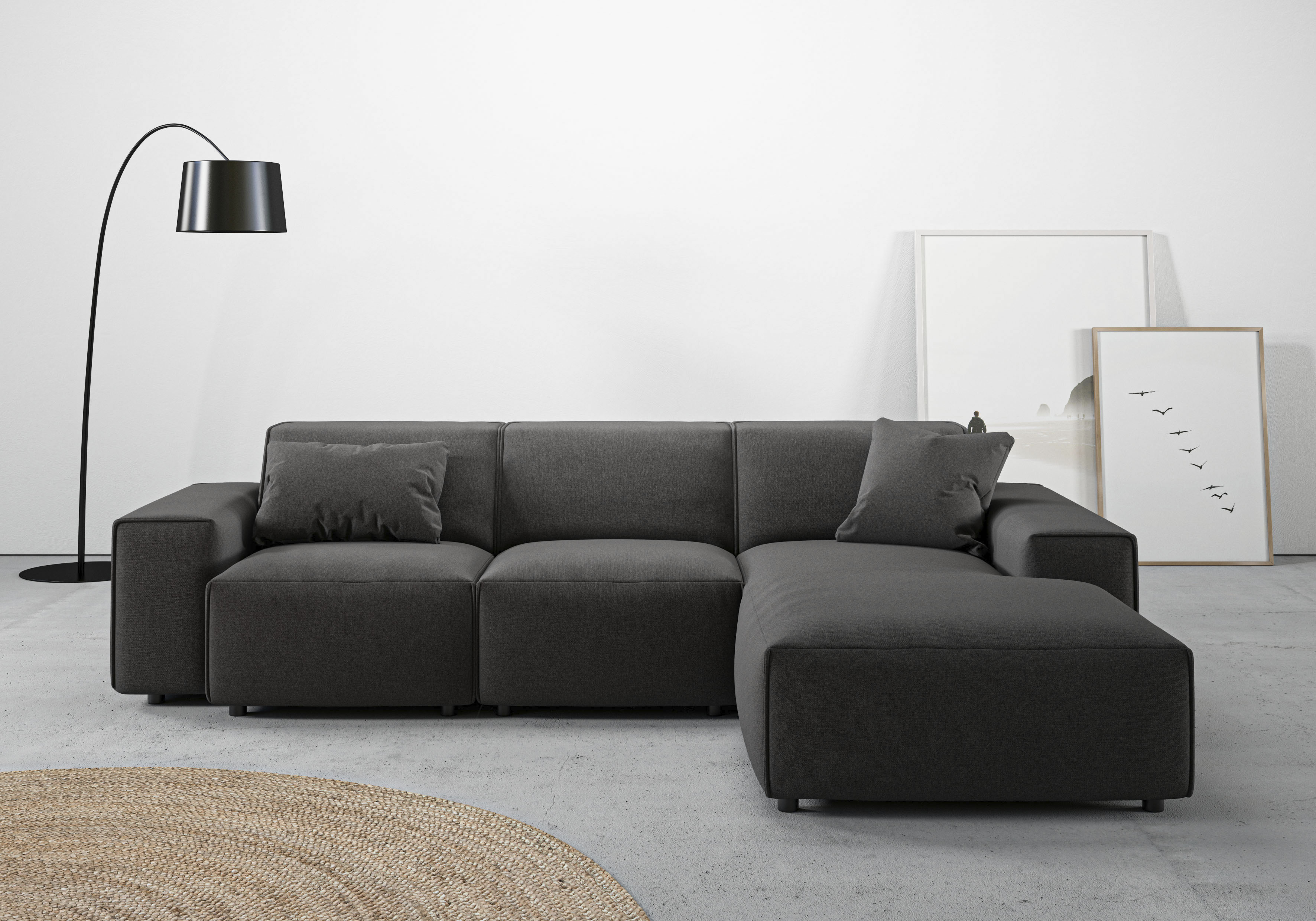 Home affaire Ecksofa "Glimminge L-Form auch in Breitcord, Feincord + Easy care-Bezug," Breite 264, Zierkissen