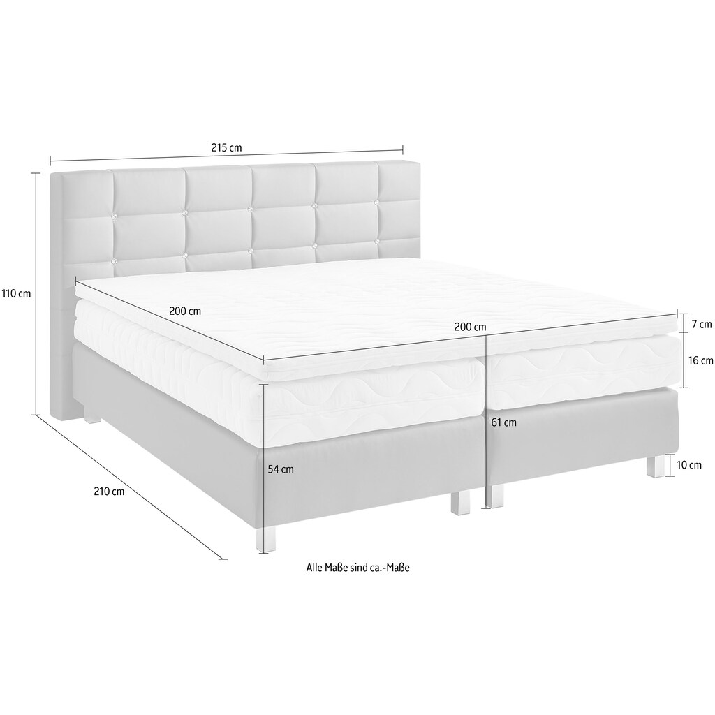 Westfalia Schlafkomfort Boxspringbett, mit Knöpfen in Kristalloptik, wahlweise mit Topper