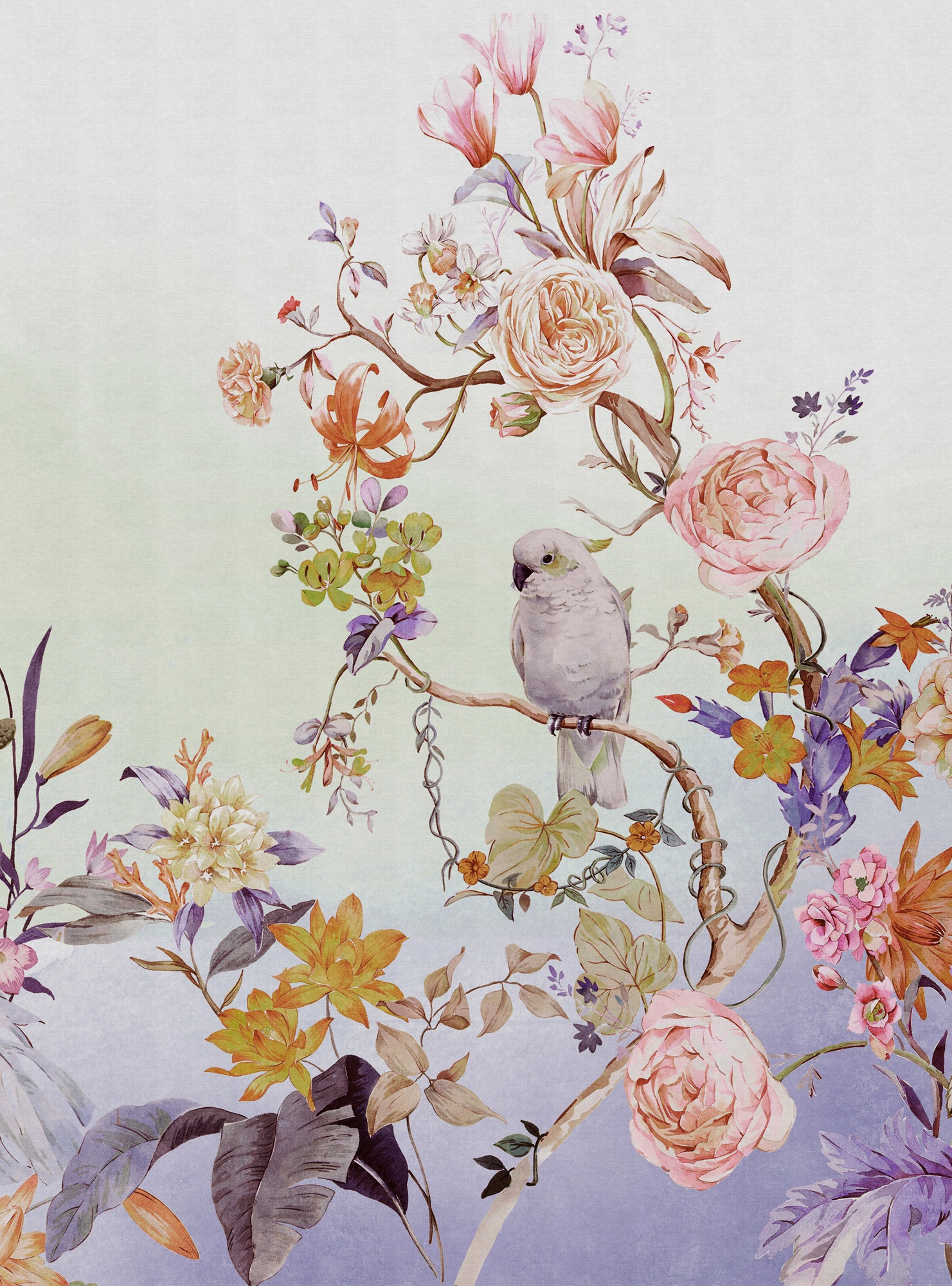 living walls Vliestapete »Florale Vogel-Tapete Pastell Rosa Lila Romantisch« matt glatt