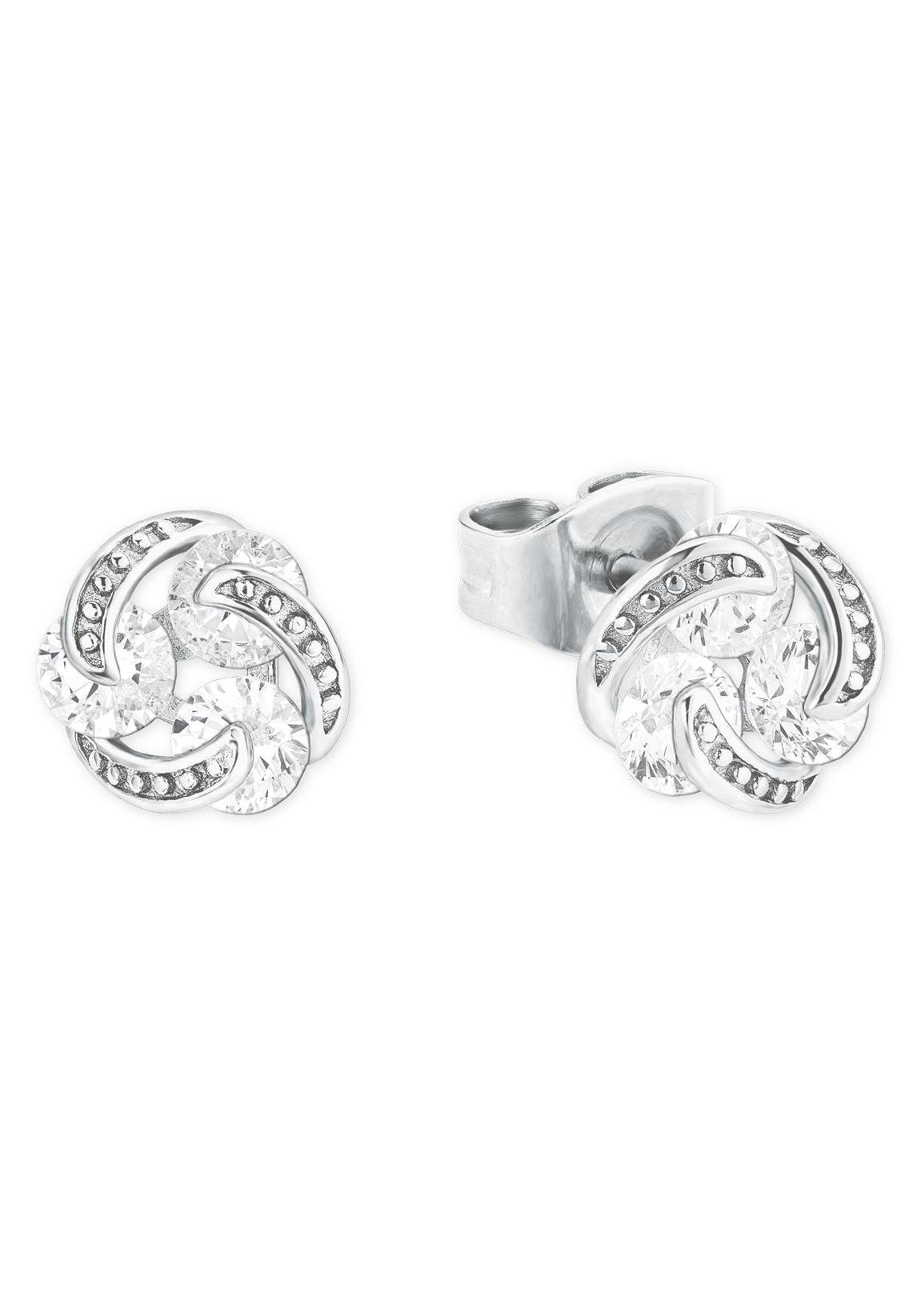 Paar Ohrstecker AMOR "Knoten", bunt (silberfarben, weiß, kristallweiß), Ohrringe, Damen, 8mm, Silber 925 (Sterlingsilber), mit Zirkonia (synth.) 2