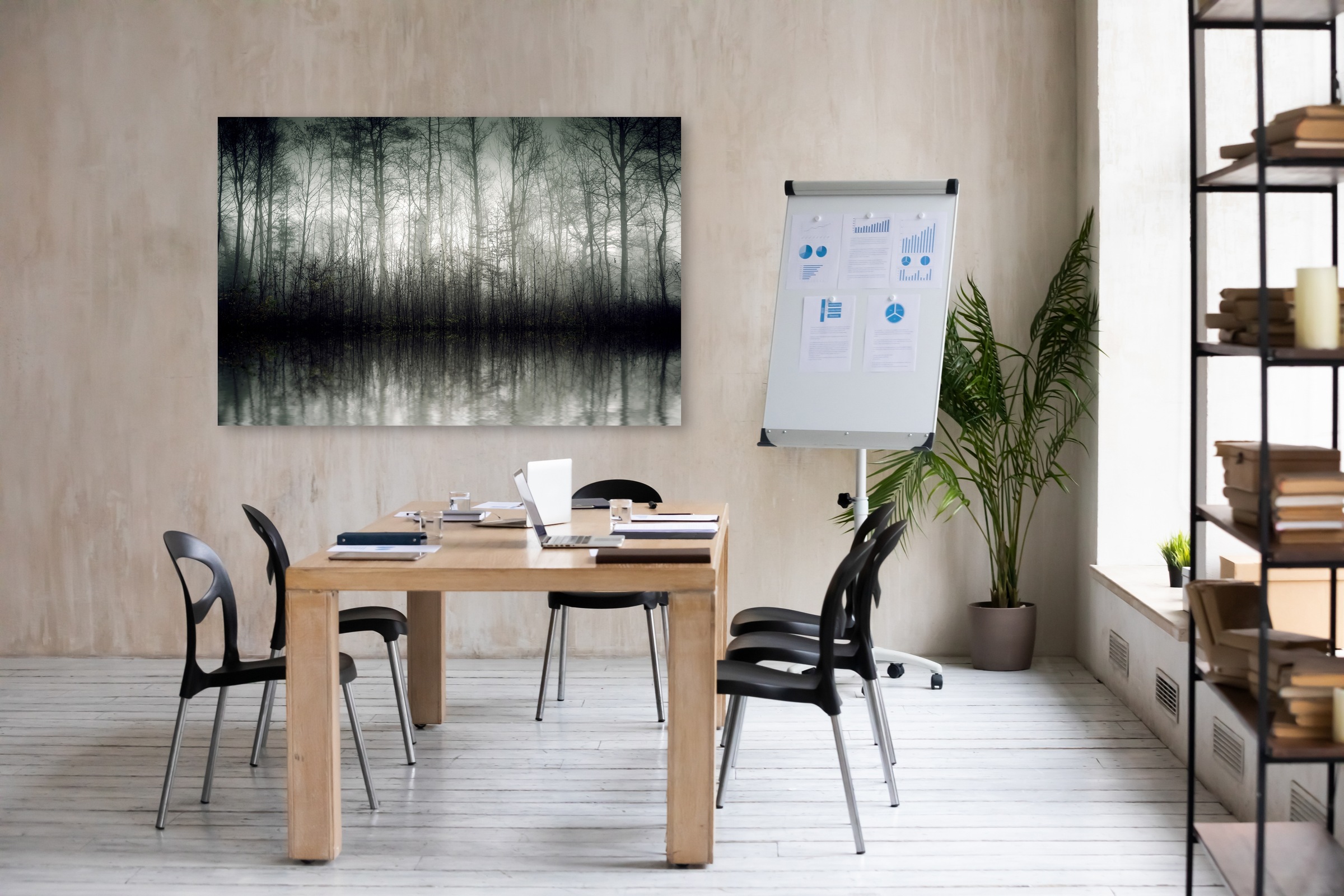 queence Leinwandbild "Der Nebel" Baumbilder  Bäume  Kunst 1 Stk. tlg. Akust günstig online kaufen