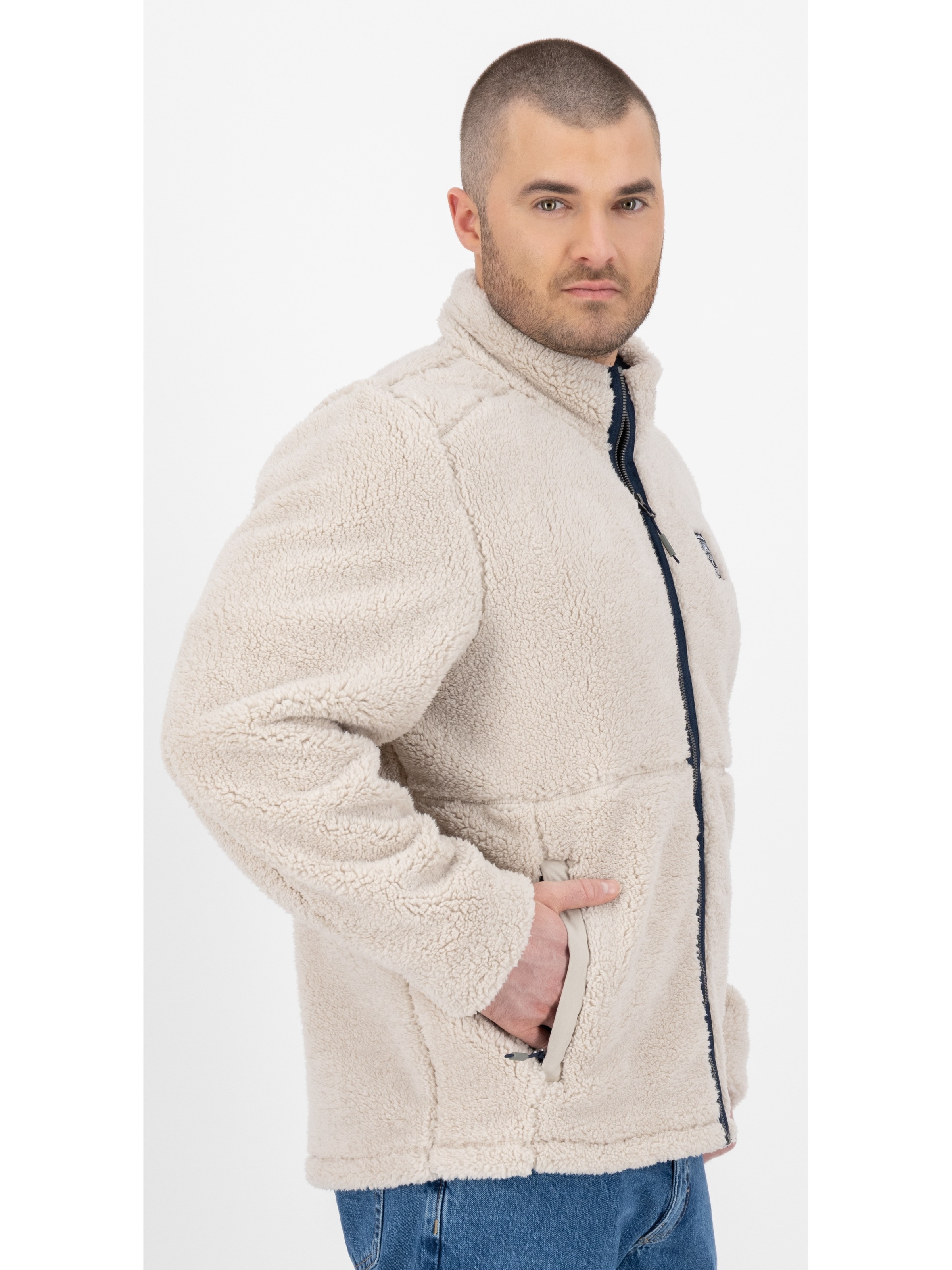 LPO Fleecejacke »REECE MN«, Stehkragen, mit Langhaarfleece gefüttert