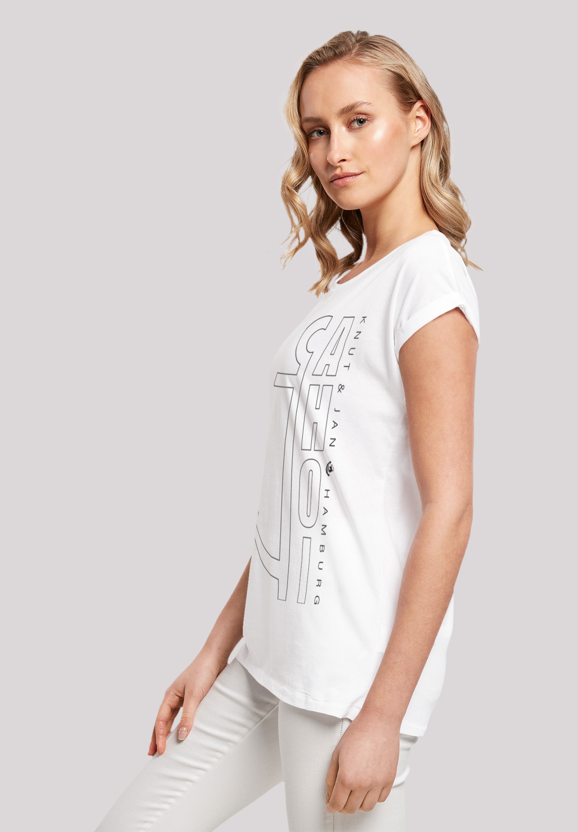 F4NT4STIC T-Shirt »Ahoi Anker Outlines Knut & Jan Hamburg«, Print