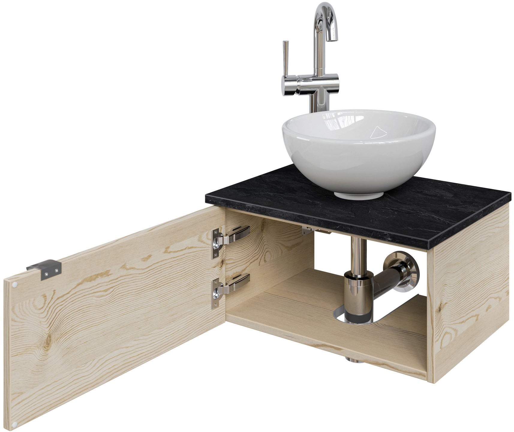 Saphir Waschtisch »Serie 6915 Waschschale mit Unterschrank für Gästebad, Gäste WC«, 51 cm mit Keramik-Aufsatzbecken und 1 Tür