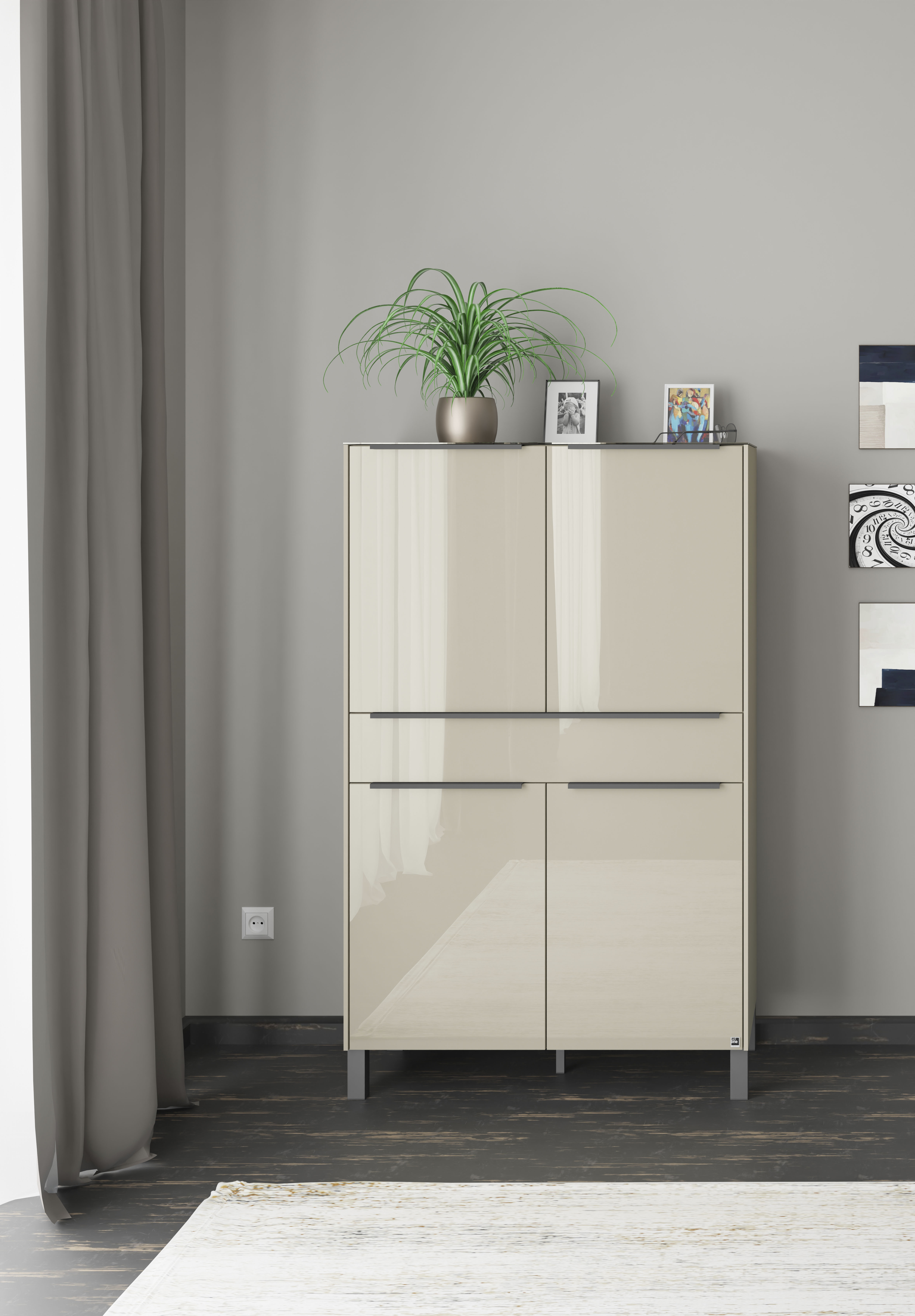 set one by Musterring Highboard "Reno" 1 Stk. tlg. Mit Vierkantfuß in diversen Farben, 152 cm Höhe & Farbauswahl