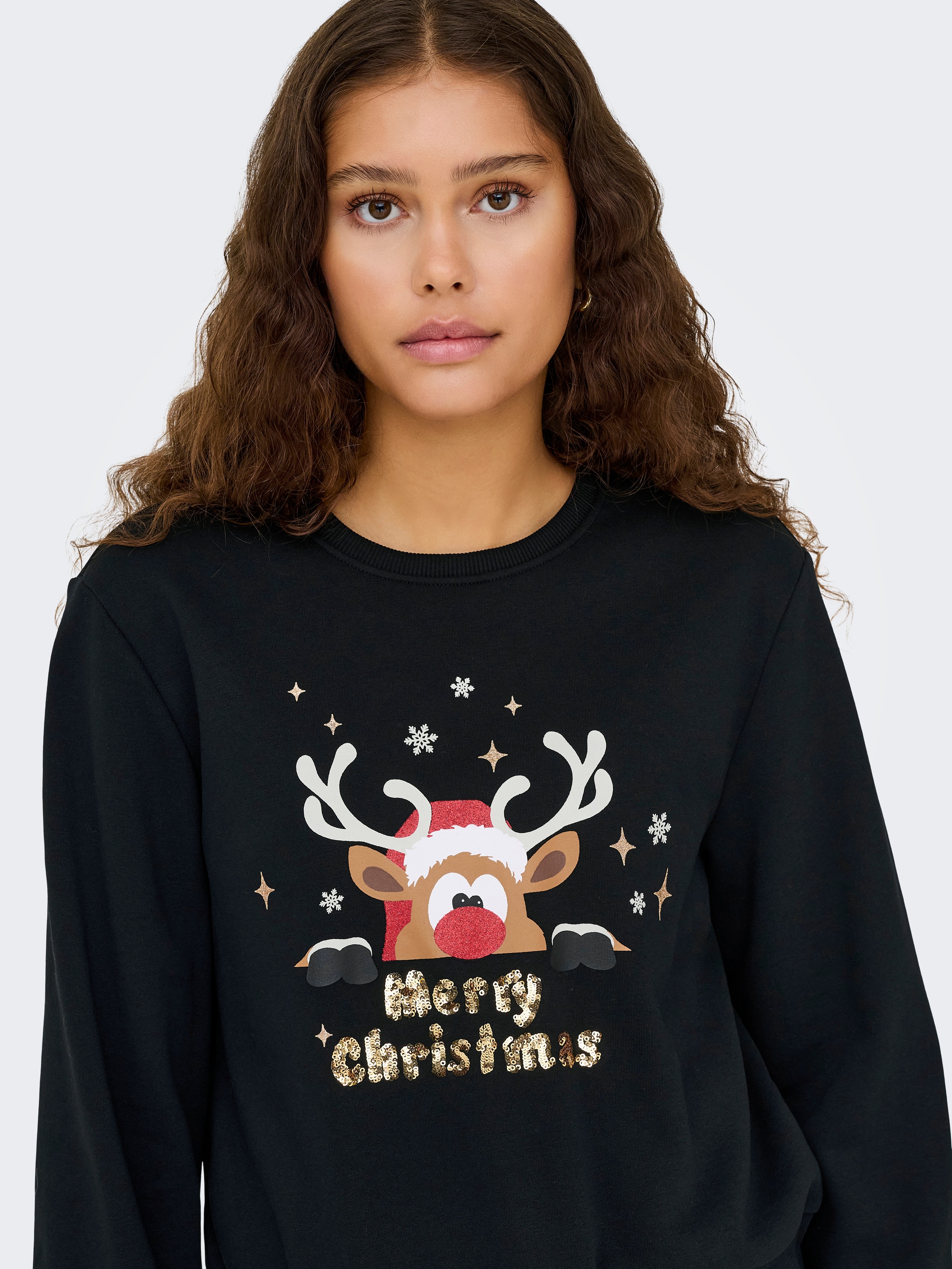 ONLY Weihnachtssweatshirt »ONLYDA XMAS L/S O-NECK BOX SWT«, mit verschiedenen Weihnachtsmotiven
