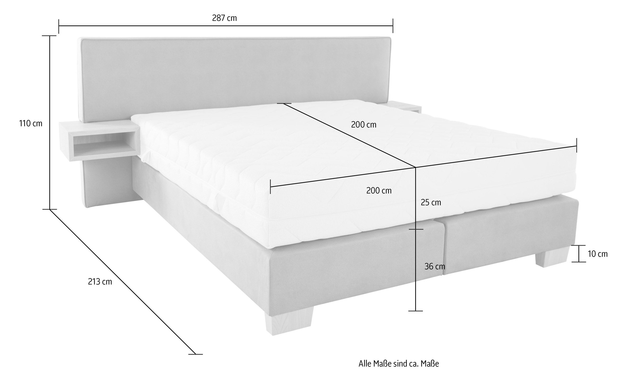 ADA trendline Boxspringbett »Daria«, integrierte Nachttische und Matratze, unterschiedliche Ausführungen