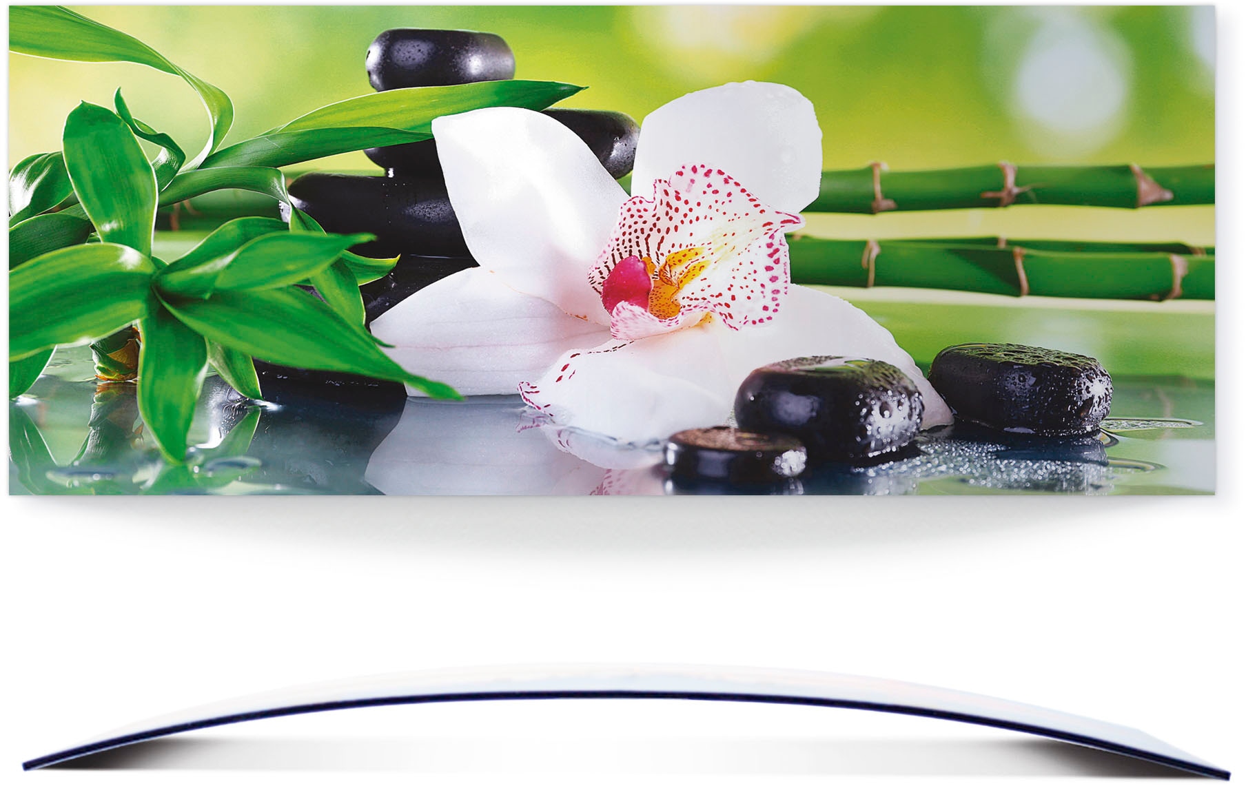 Artland Wandbild "Spa Steine Bambus Zweige Orchidee", Zen, (1 St.), 3D Optik gebogen