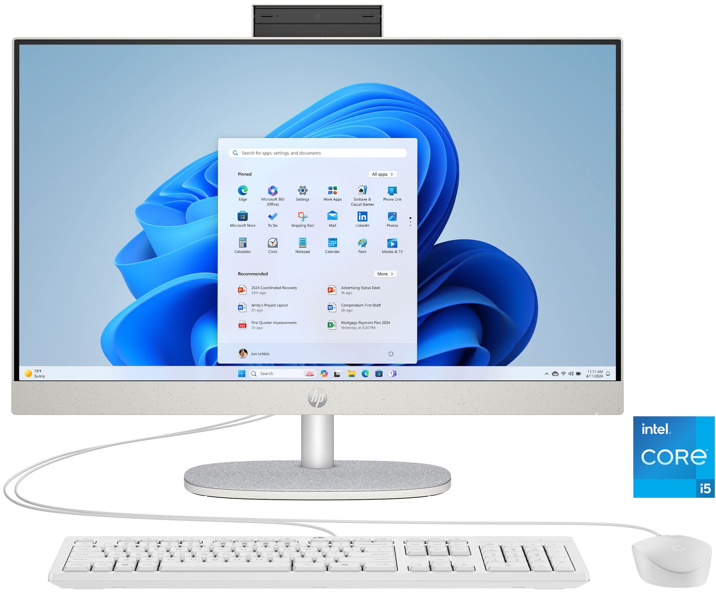 "HP All-in-One PC ""24-cr0000ng"", weiß (shell weiß), Windows 11, Iris Xe, 8 GB RAM 512 GB SSD, Desktop-PCs"