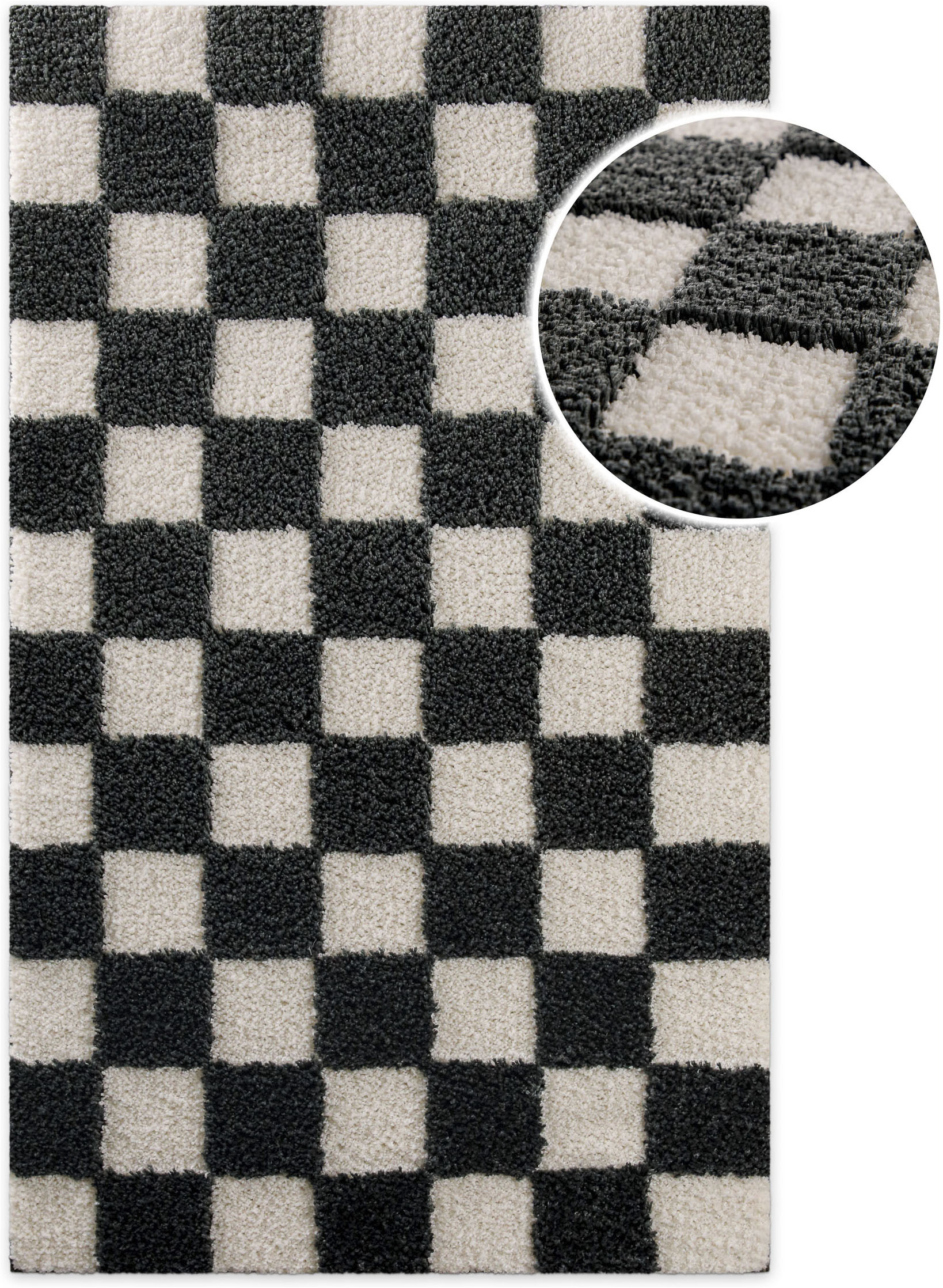 Wecon home Badematte "Bobbi" Höhe 25 mm rutschhemmend beschichtet schnell trocknend Badteppich, Schachbrett-Design, weich, rutschhemmend, waschbar