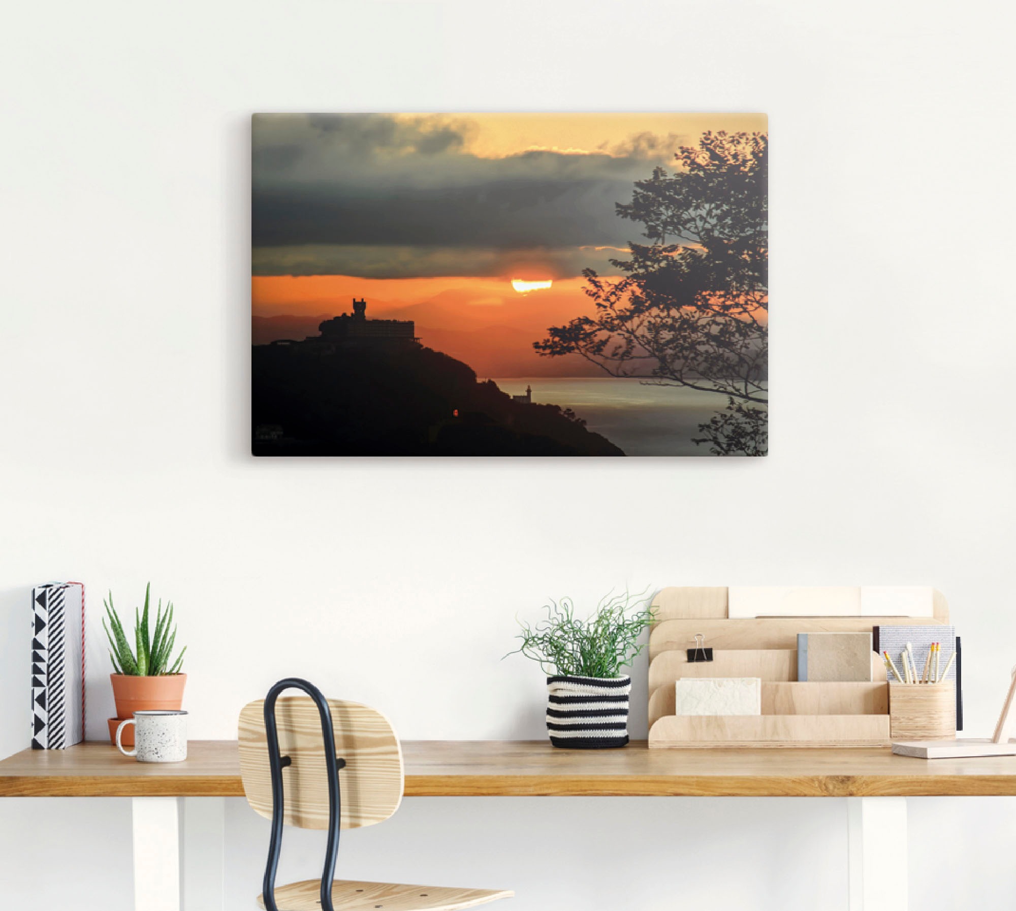 Artland Leinwandbild "Sonnenuntergang San Sebastian Donostia" Sonnenaufgang günstig online kaufen