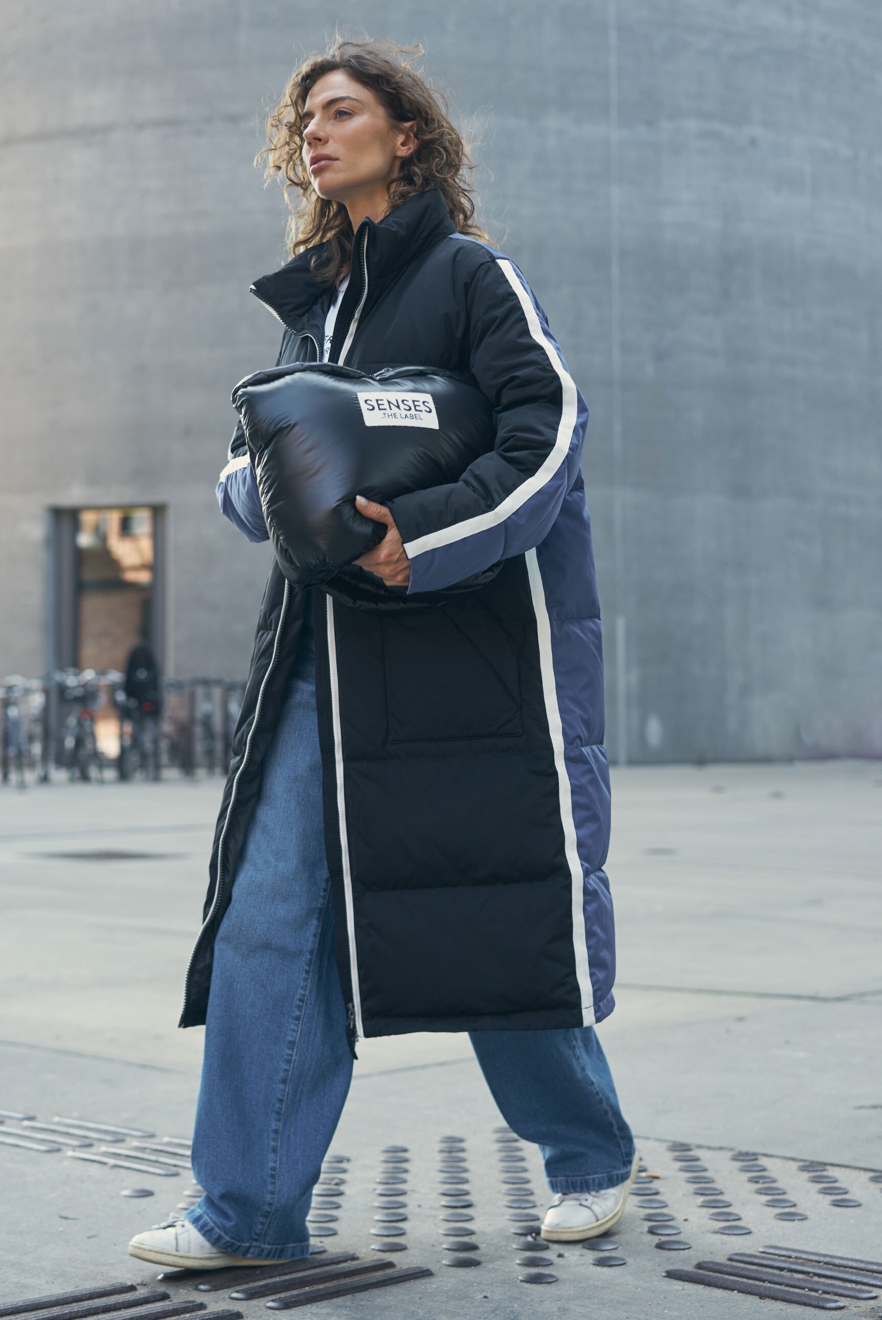 SENSES.THE LABEL Langjacke mit Kapuze mit Windbreaker-Bündchen günstig online kaufen