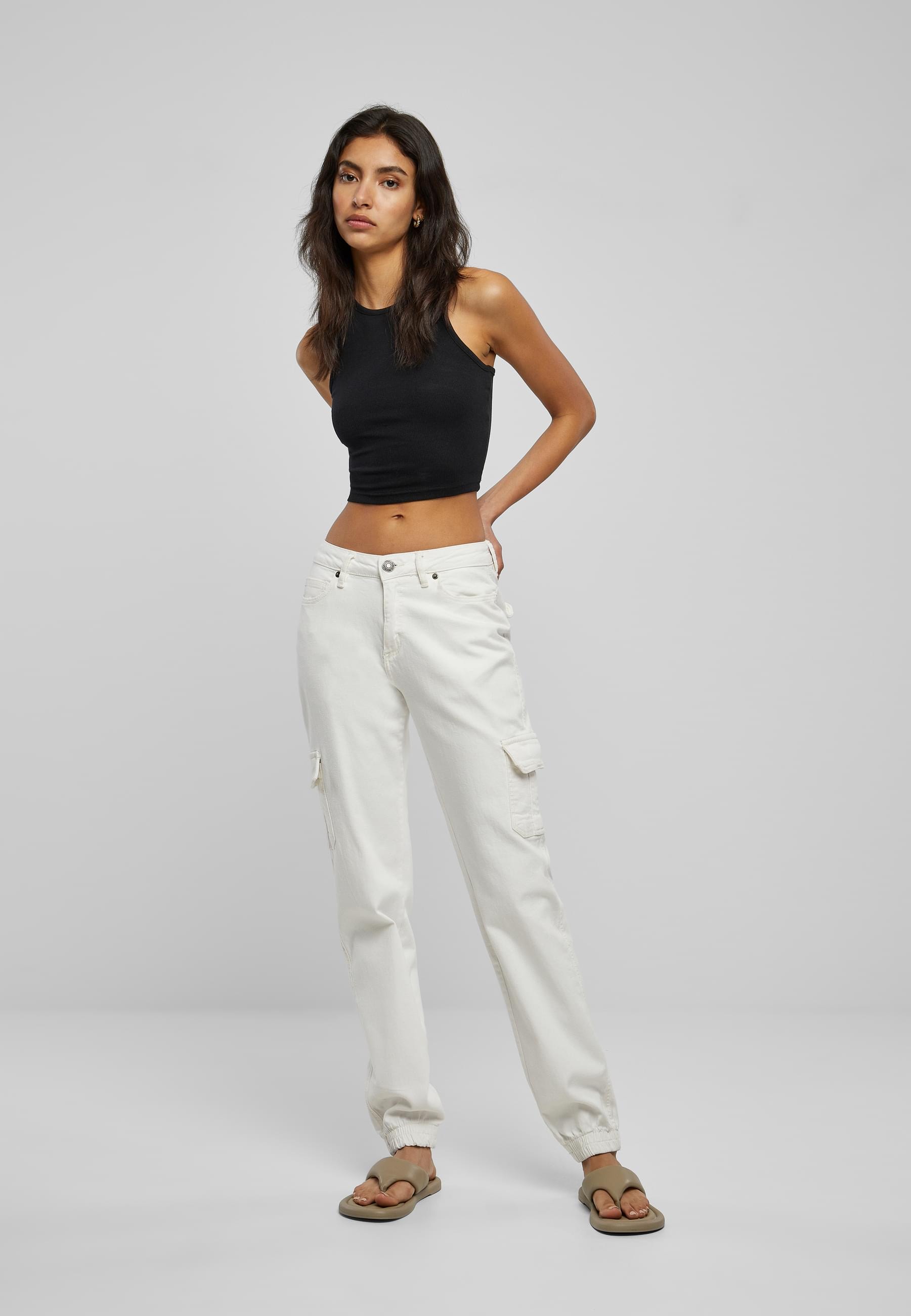 URBAN CLASSICS Stoffhose »Urban Classics Damen Ladies Organic Stretch Denim Cargo Pants«, (1 tlg.)