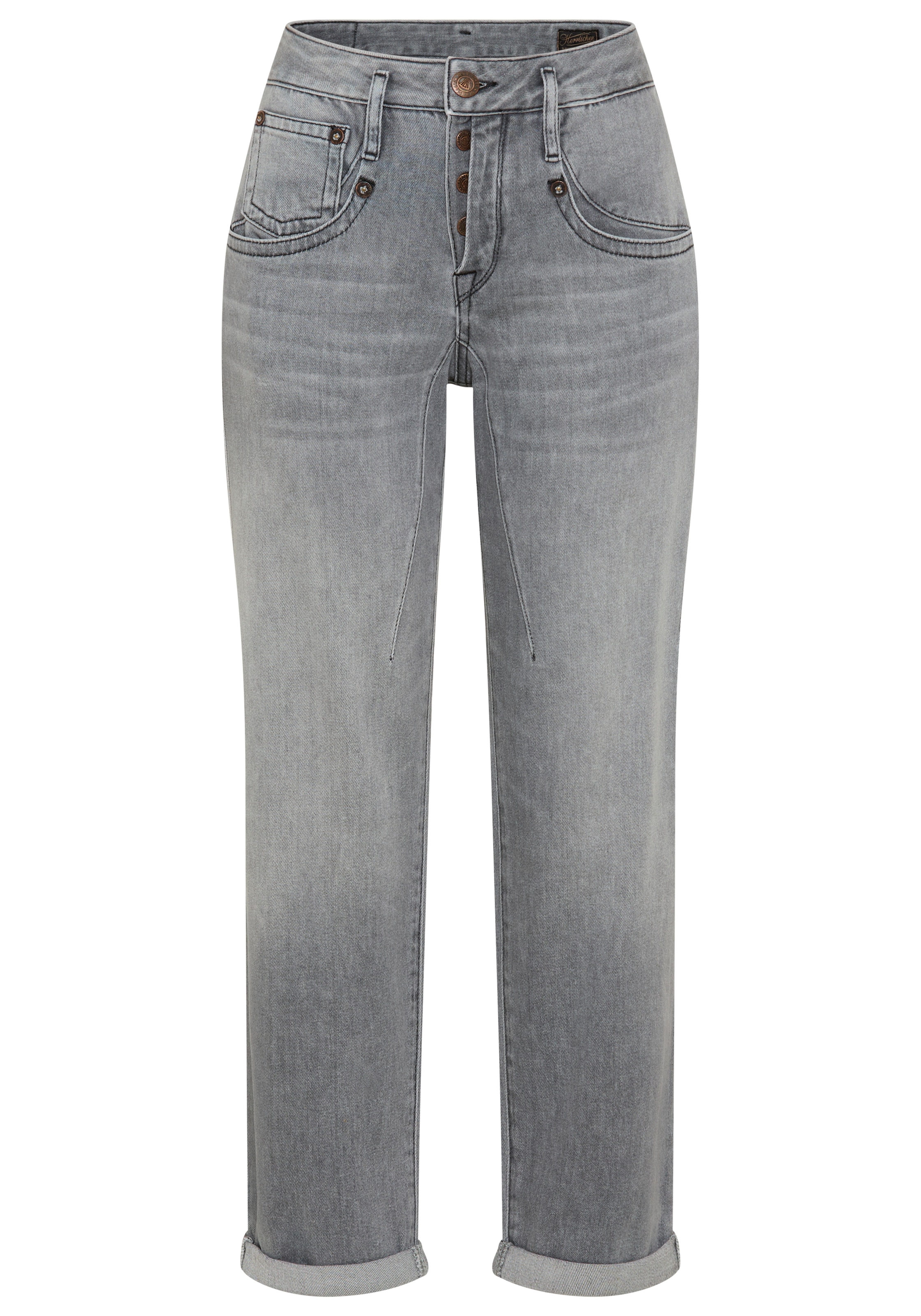 Herrlicher Boyfriend-Jeans »Shyra Tap Denim Grey Light Stretch« High Waist mit Umschlagsaum