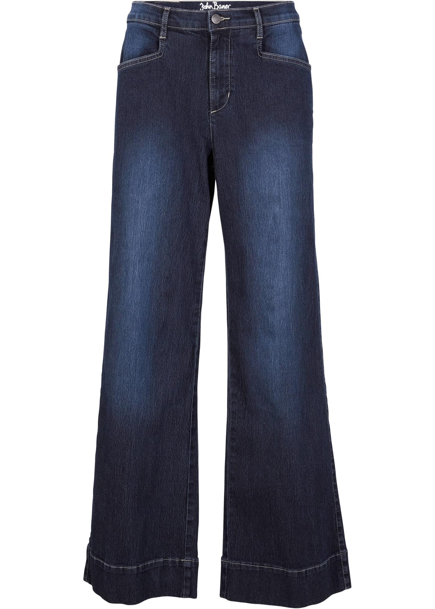 bonprix Weite Jeans »Wide Leg Jeans Mid Waist, Stretch« 2 Stk. tlg. Wide Leg Jeans Mid Waist, Stretch