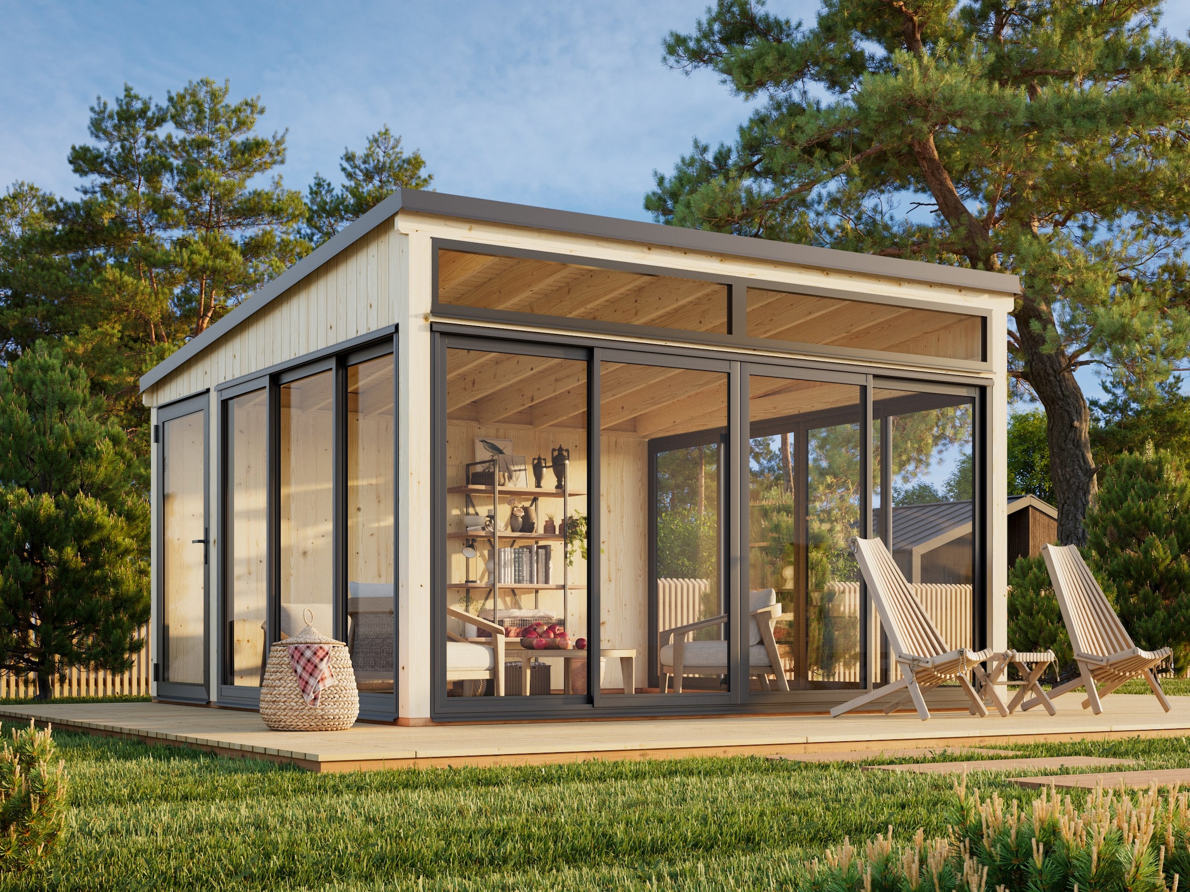 Palmako Holzpavillon »Saga 16,6 m² Slide Plus« BxTxH: 430x430x276 cm