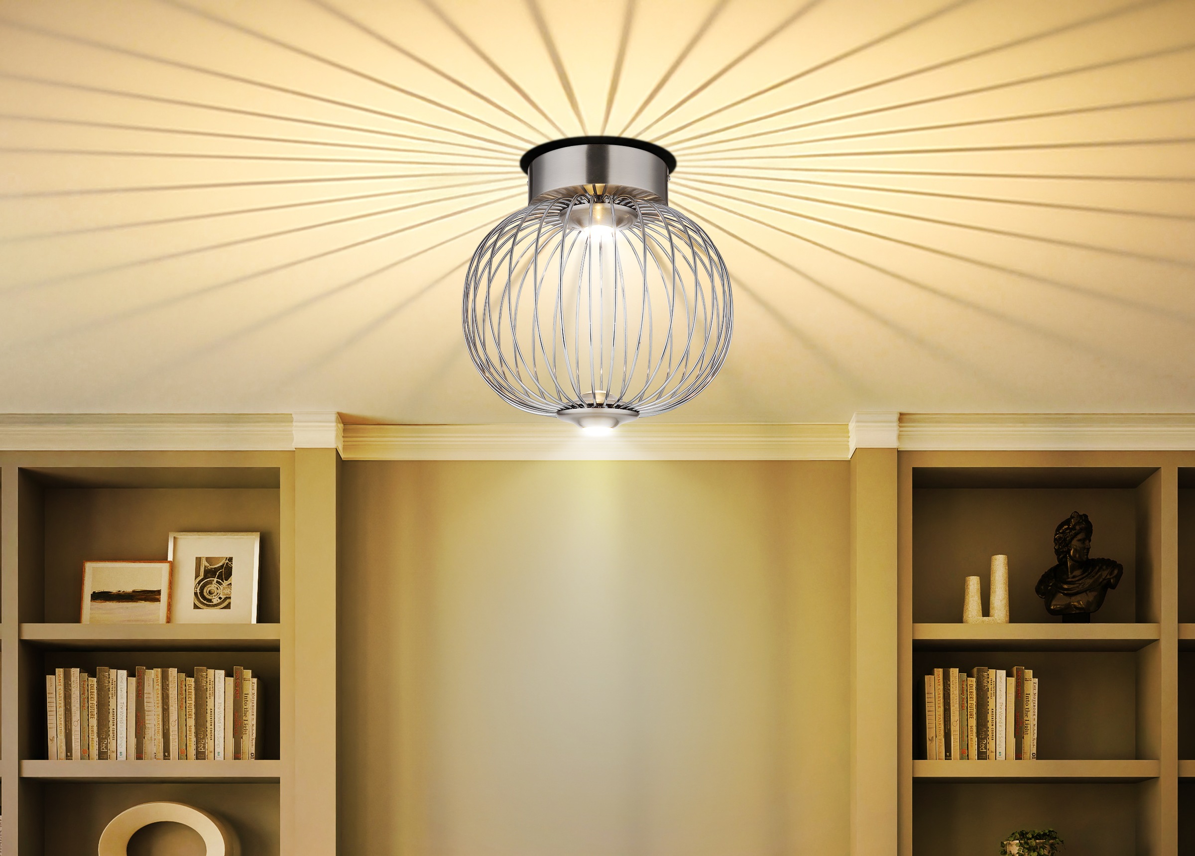 GLOBO LIGHTING Deckenleuchte »GALWAY« LED-Modul 1 Stk. Warmweiß Deckenlampe Metallstäbe 3000K DM 30cm 3 Stufen