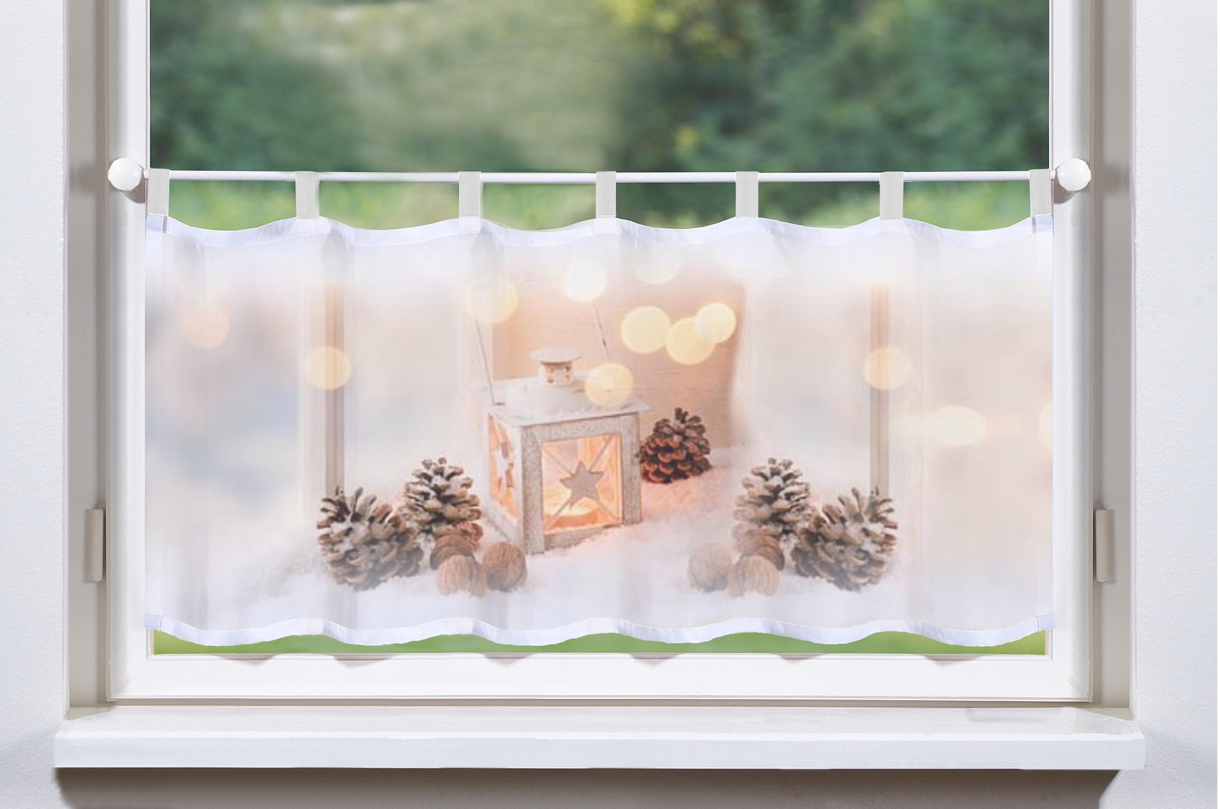 HOME WOHNIDEEN Scheibengardine "LATERNE" Schlaufen 1 Stk. tlg. HxB: 45x120 günstig online kaufen