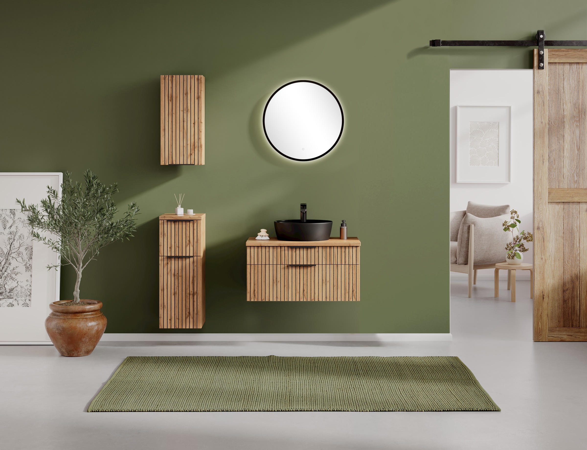 welltime Badmöbel-Set »Welltime, Carlton Waschtisch-Set, 80 oder 120 cm, gestreift«, (2 St.)
