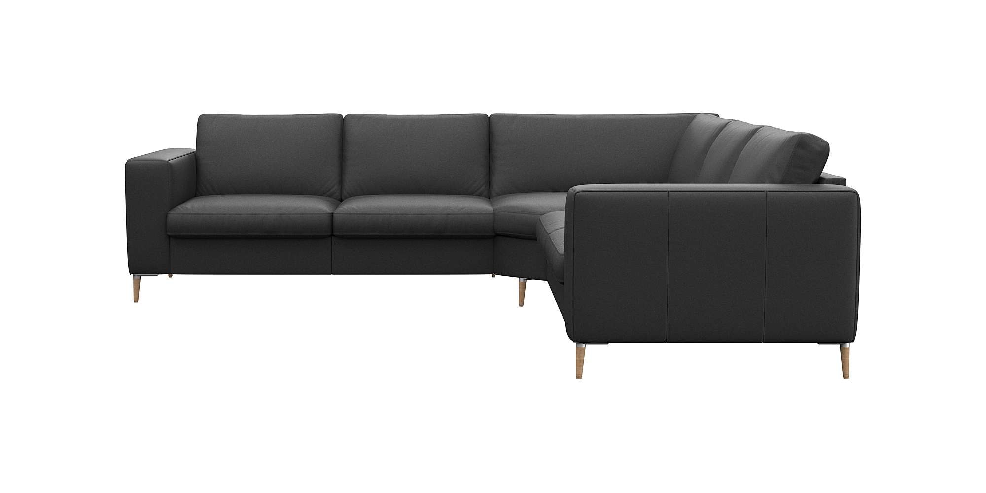FLEXLUX Ecksofa "Fiore, gleichschenklig, super Sitzkomfort durch Kaltschaum im Sitz" breite Armlehnen, Füße Alu+ Eiche, L-Form