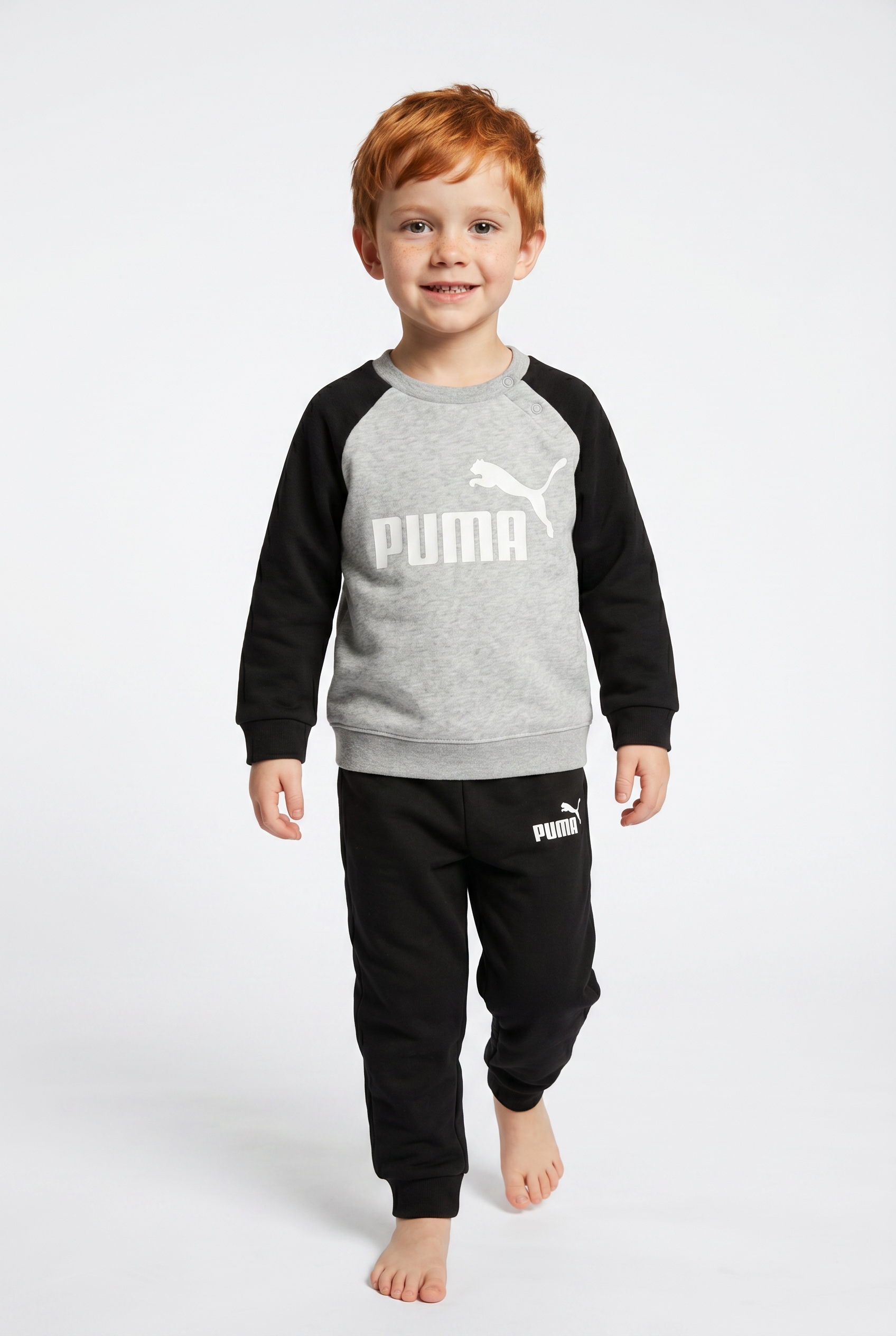 PUMA "MINICATS ESS RAGLAN CREW SET FL INF" 2 2-teilig, mit Rundhalsausschnitt, mit innenliegendem Kordelzug