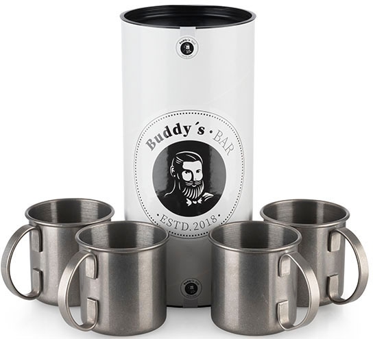 Buddys Becher "Buddy´s Bar" Moscow Mule Becher, 450 ml, hochwertiger Edelstahl, Edelstahl Antik